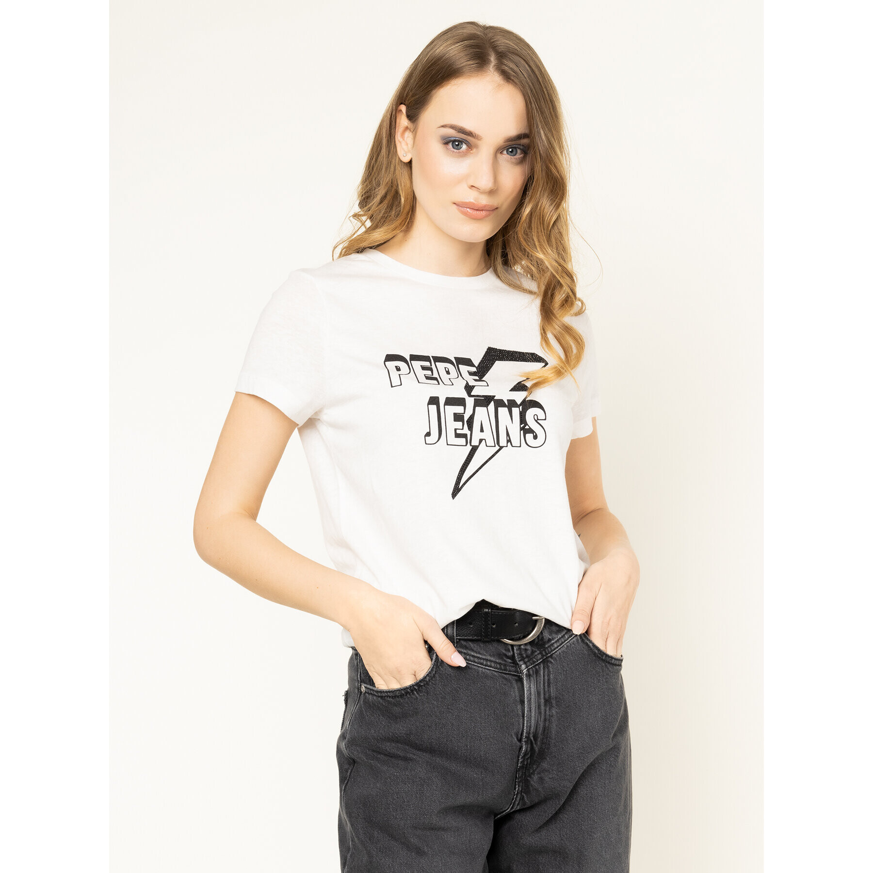 Pepe Jeans Тишърт Clover PL504351 Бял Regular Fit - Pepit.bg