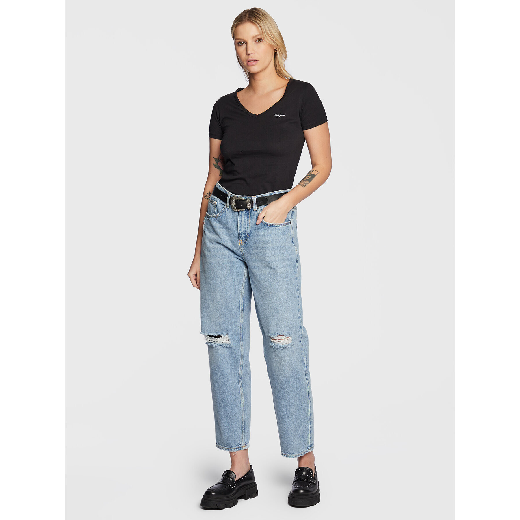 Pepe Jeans Тишърт Corine PL505305 Черен Regular Fit - Pepit.bg