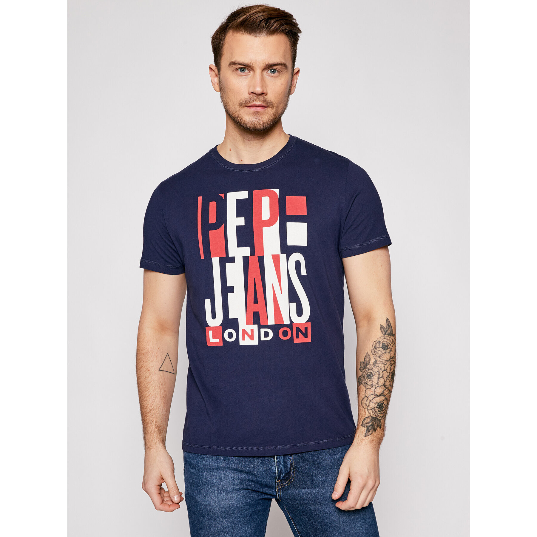 Pepe Jeans Тишърт Davy PM507739 Тъмносин Regular Fit - Pepit.bg
