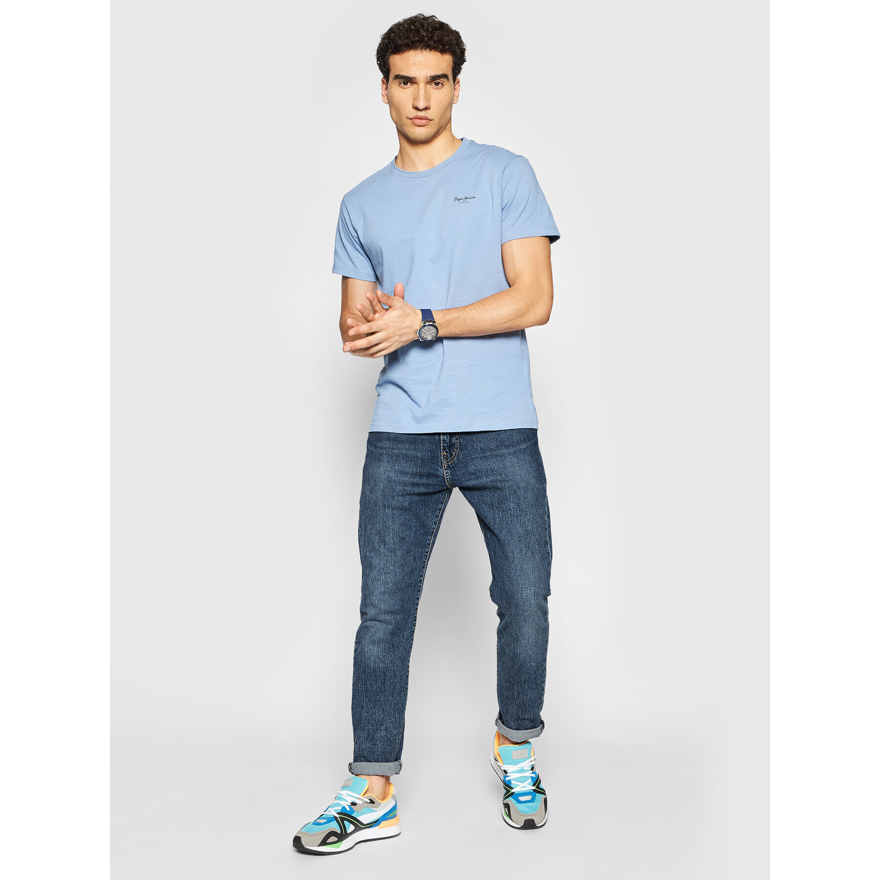 Pepe Jeans Тишърт Derek PM508011 Син Regular Fit - Pepit.bg