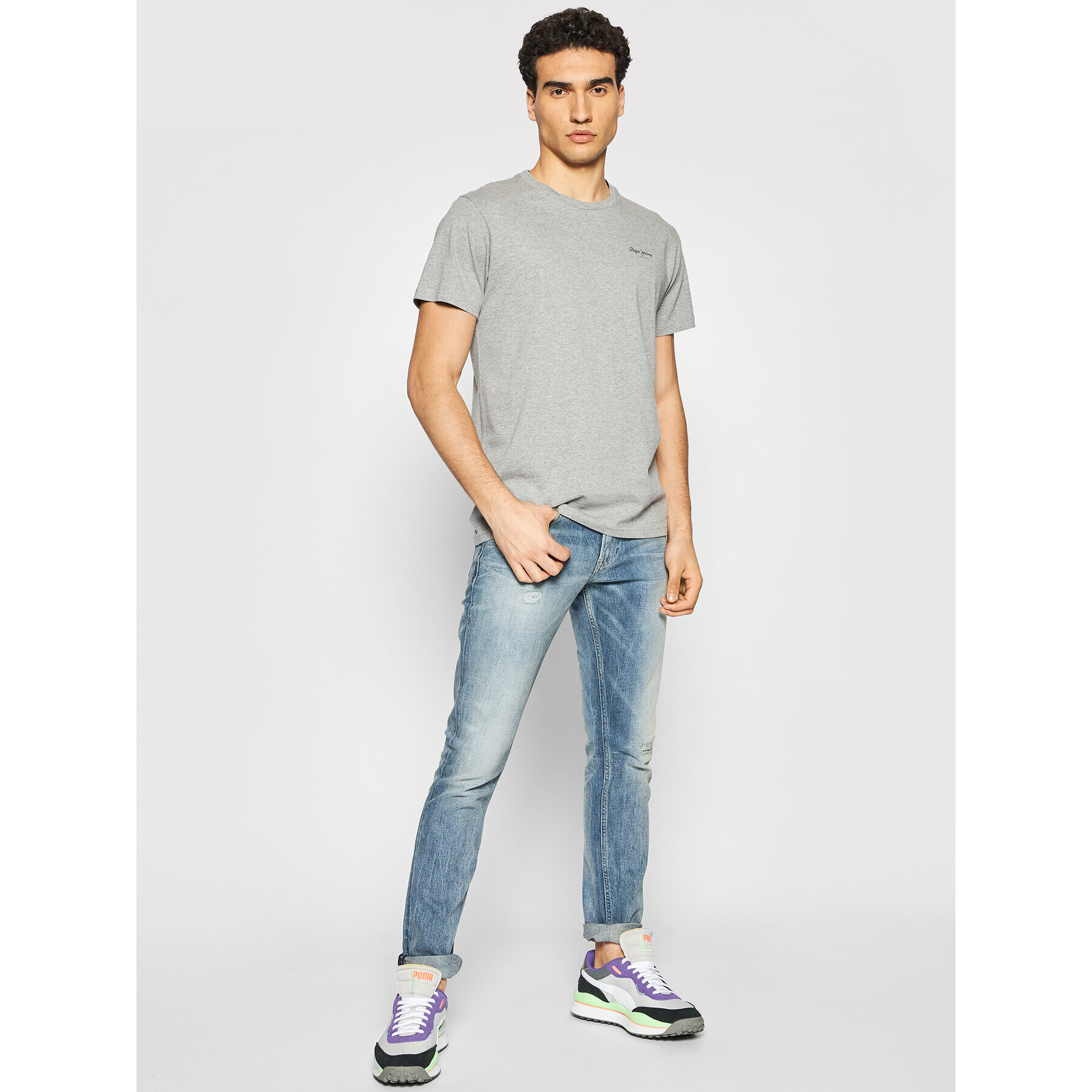 Pepe Jeans Тишърт Derek PM508011 Сив Regular Fit - Pepit.bg