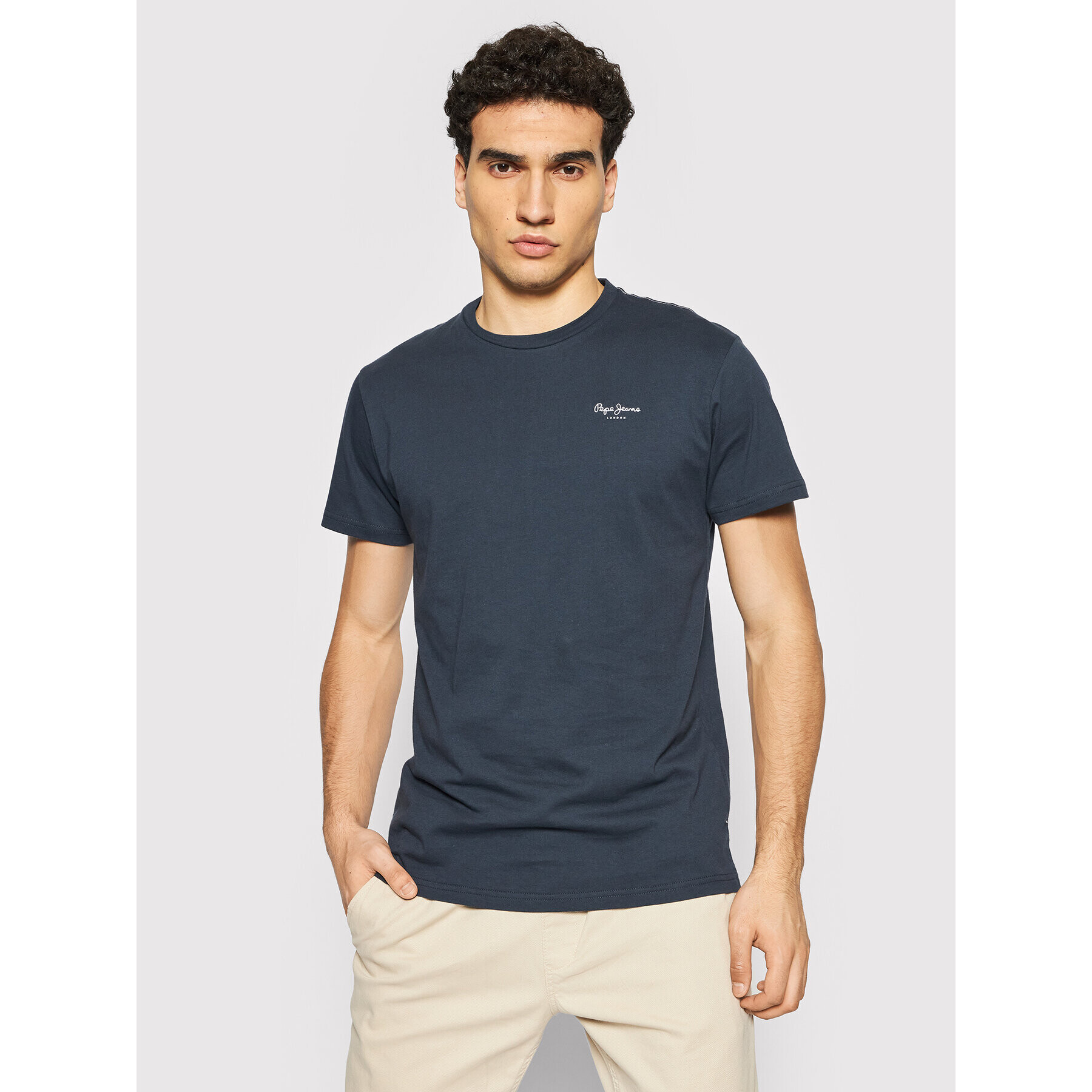 Pepe Jeans Тишърт Derek PM508011 Тъмносин Regular Fit - Pepit.bg