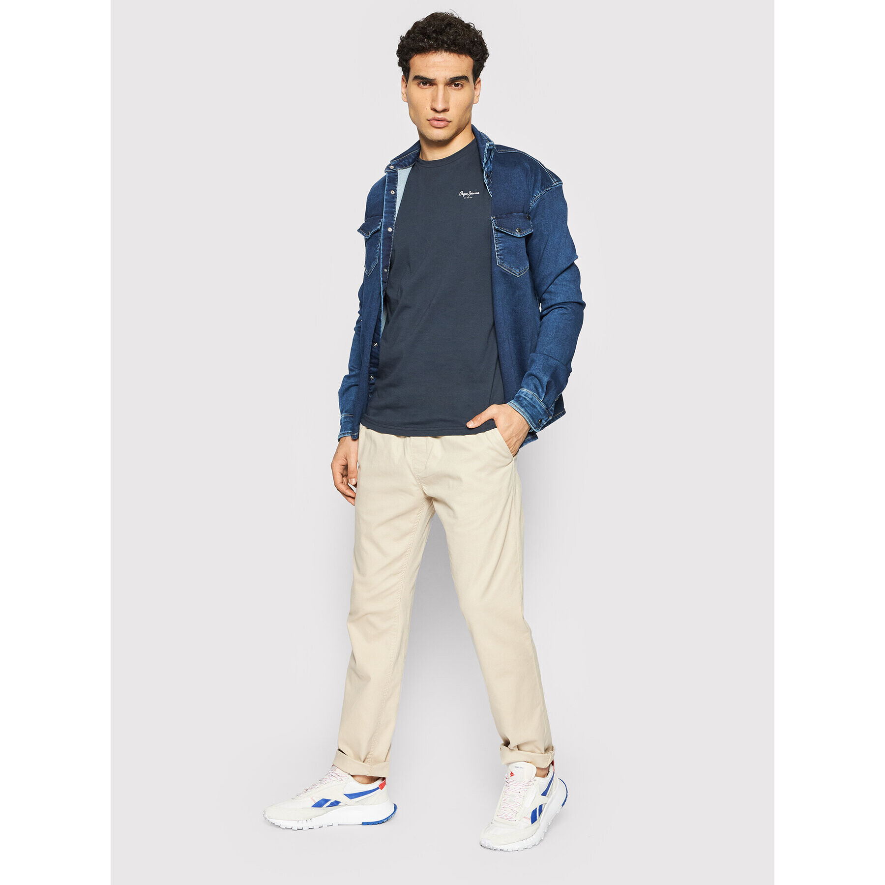 Pepe Jeans Тишърт Derek PM508011 Тъмносин Regular Fit - Pepit.bg