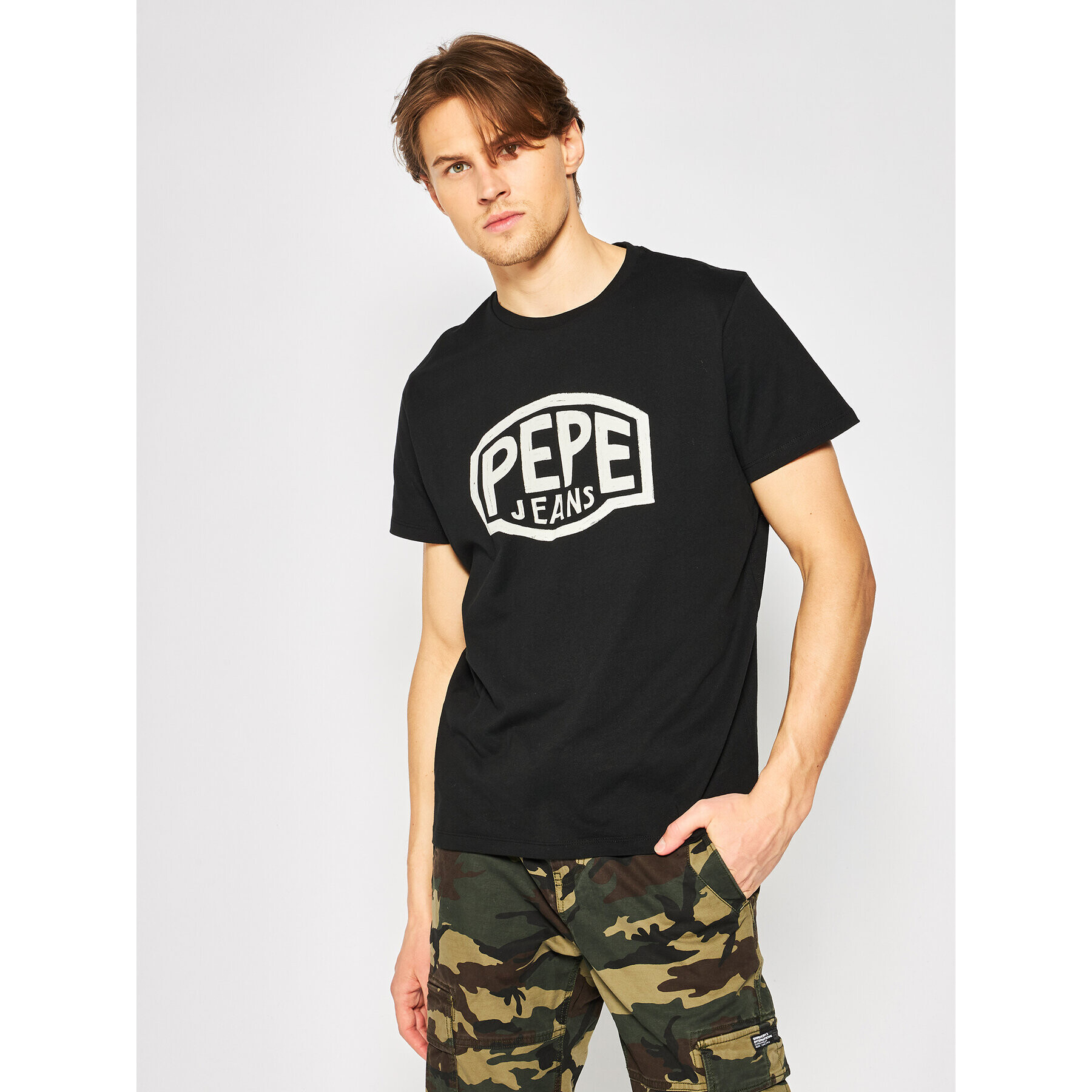 Pepe Jeans Тишърт Earnest PM507139 Черен Regular Fit - Pepit.bg