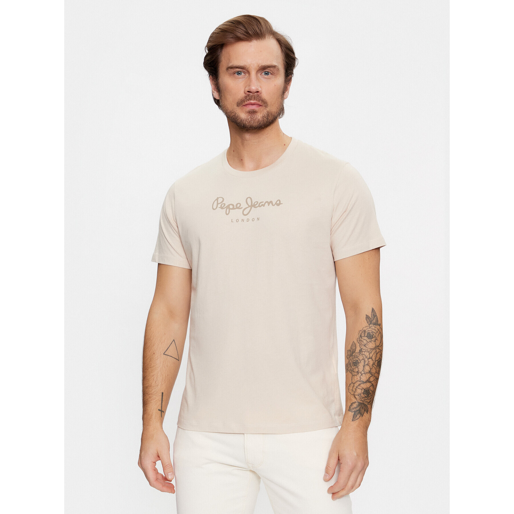 Pepe Jeans Тишърт Eggo N PM508208 Бежов Regular Fit - Pepit.bg