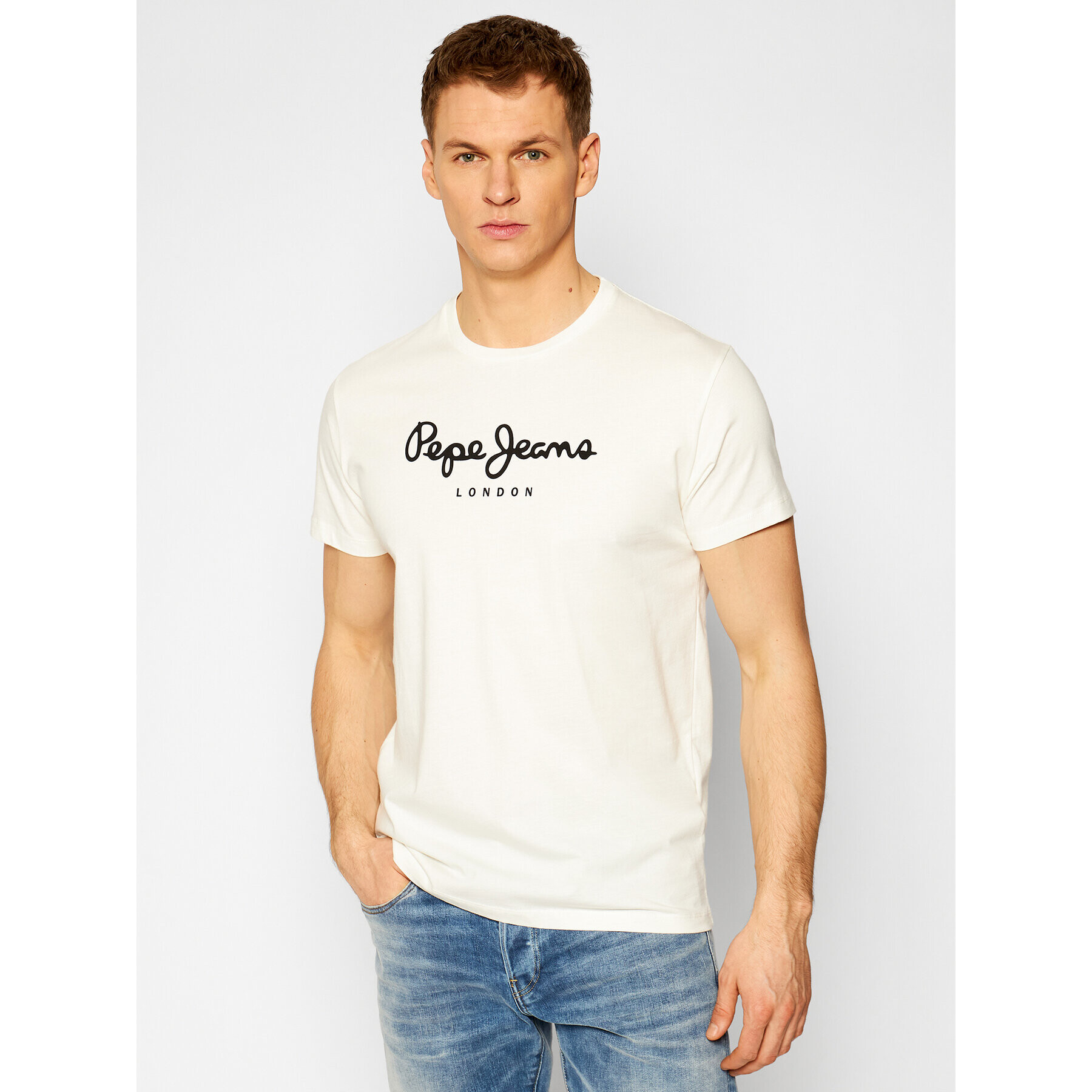 Pepe Jeans Тишърт Eggo PM500465 Бял Regular Fit - Pepit.bg