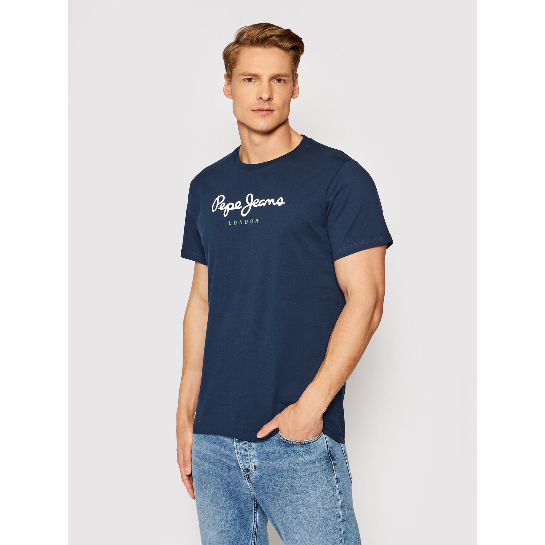 Pepe Jeans Тишърт Eggo PM500465 Тъмносин Regular Fit - Pepit.bg