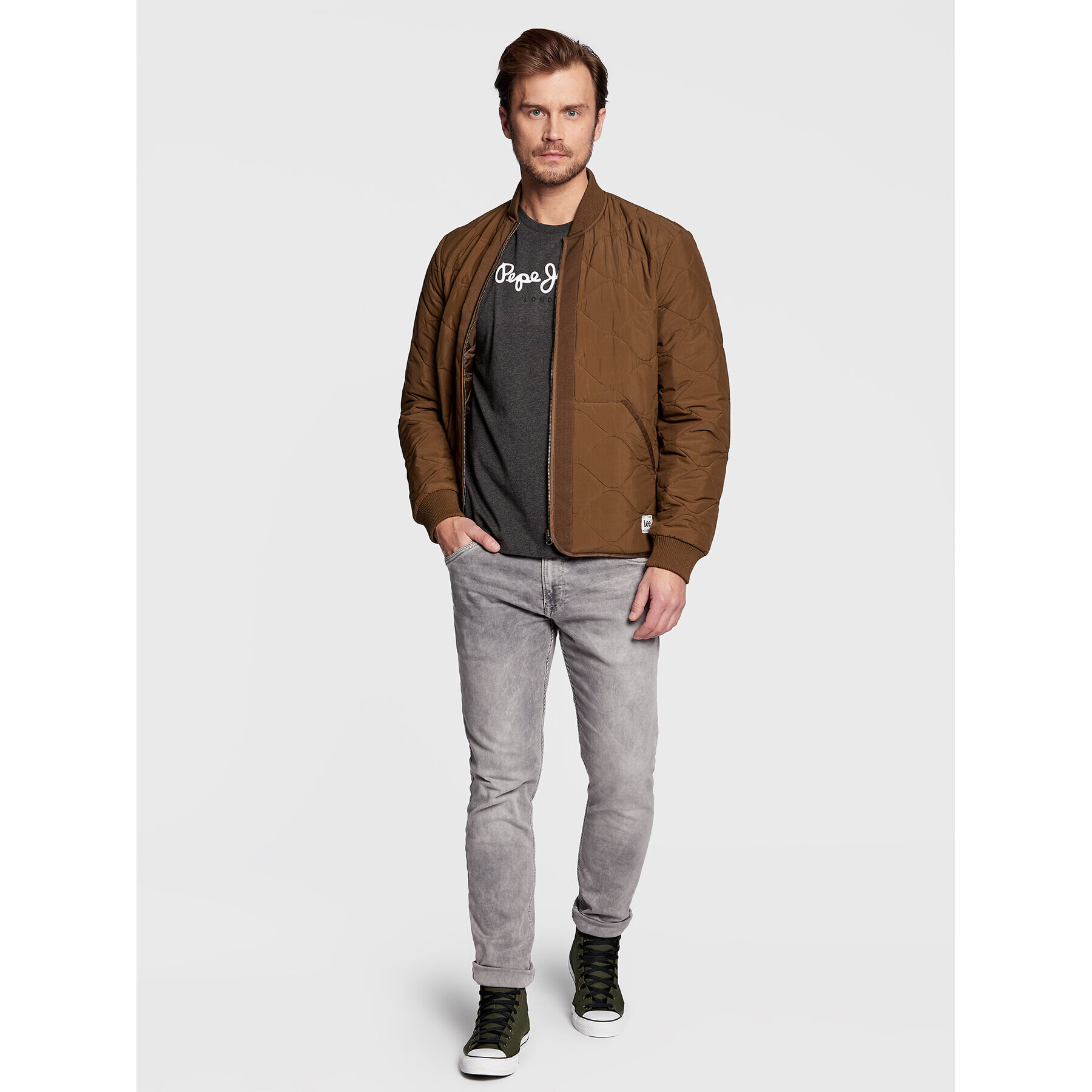 Pepe Jeans Тишърт Eggo PM508208 Сив Regular Fit - Pepit.bg