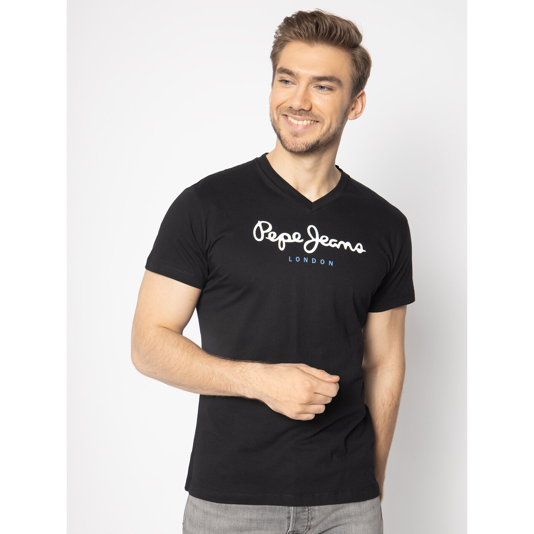 Pepe Jeans Тишърт Eggo V PM501389 Черен Regular Fit - Pepit.bg