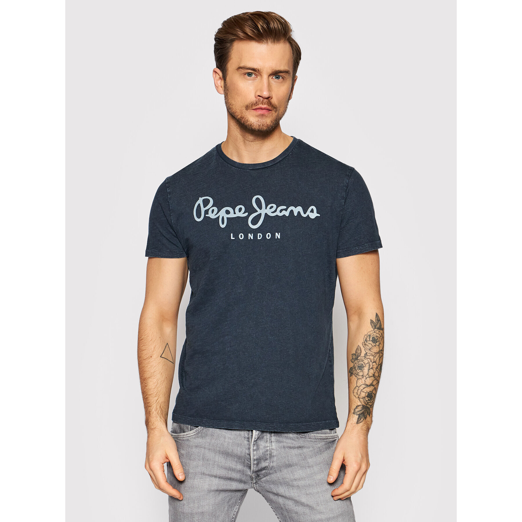 Pepe Jeans Тишърт Essential PM508272 Тъмносин Regular Fit - Pepit.bg