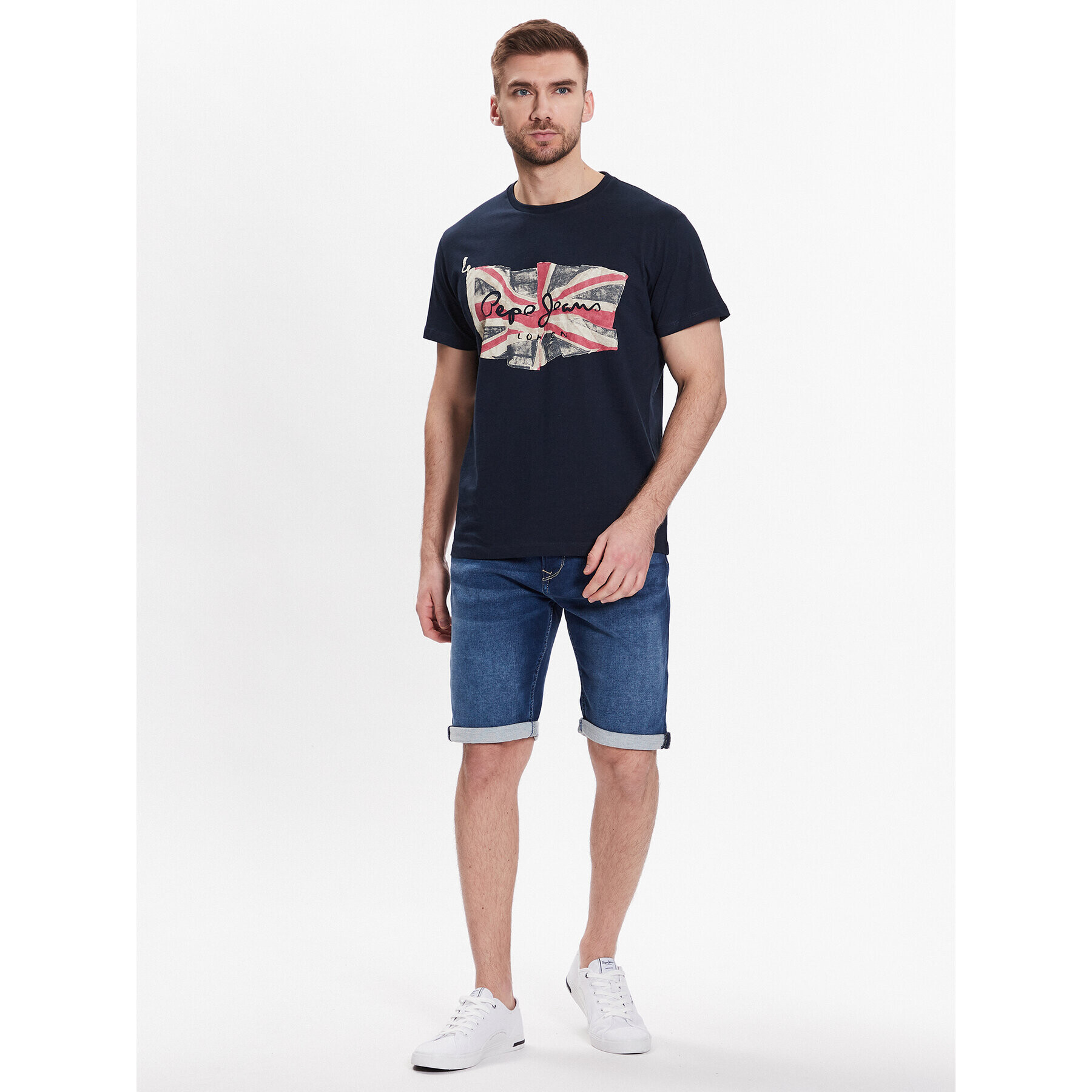 Pepe Jeans Тишърт Flag Logo N PM508273 Тъмносин Regular Fit - Pepit.bg