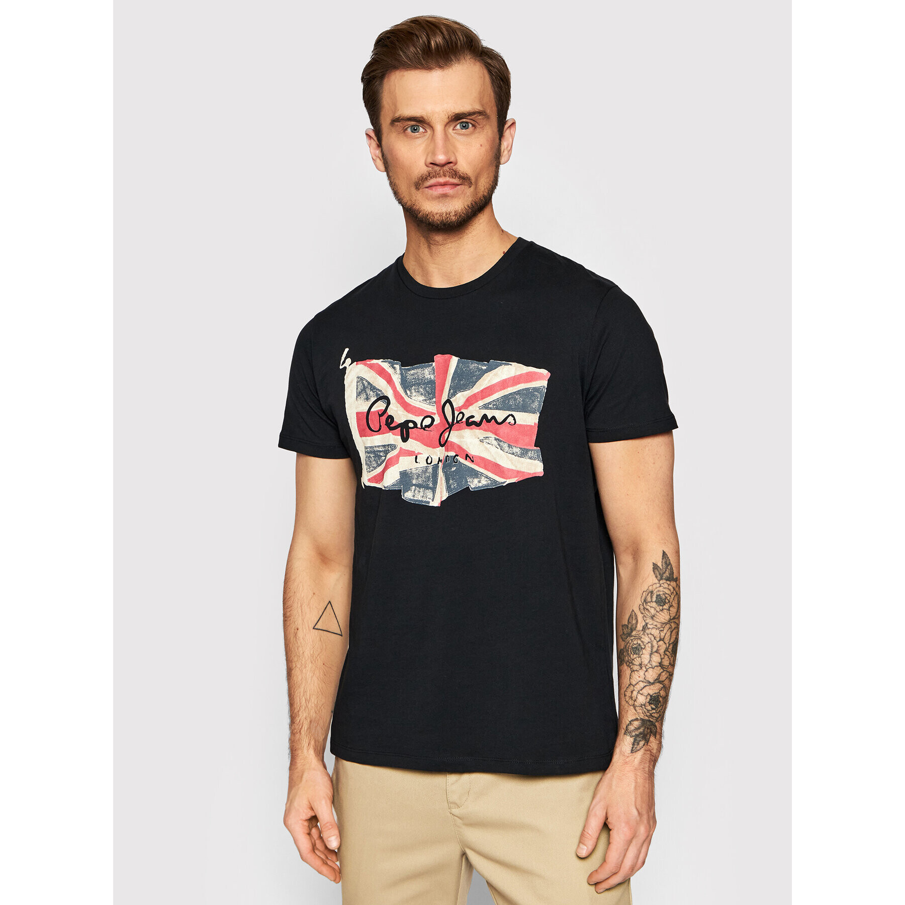 Pepe Jeans Тишърт Flag Logo PM508273 Черен Regular Fit - Pepit.bg