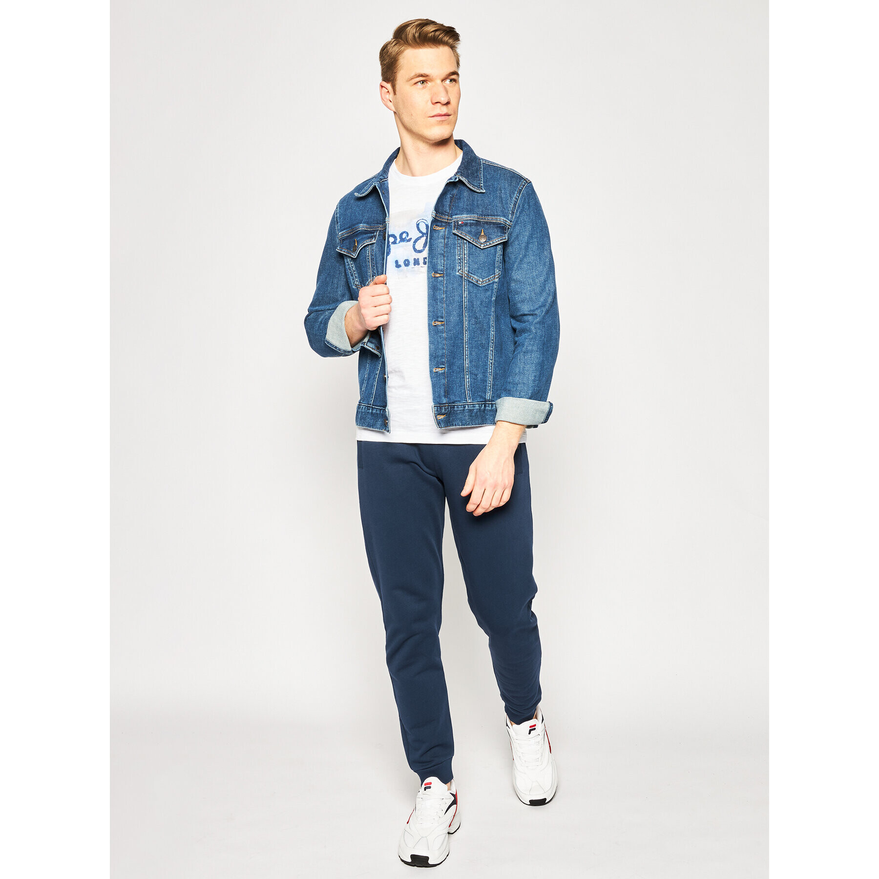 Pepe Jeans Тишърт Golders PM503213 Бял Slim Fit - Pepit.bg