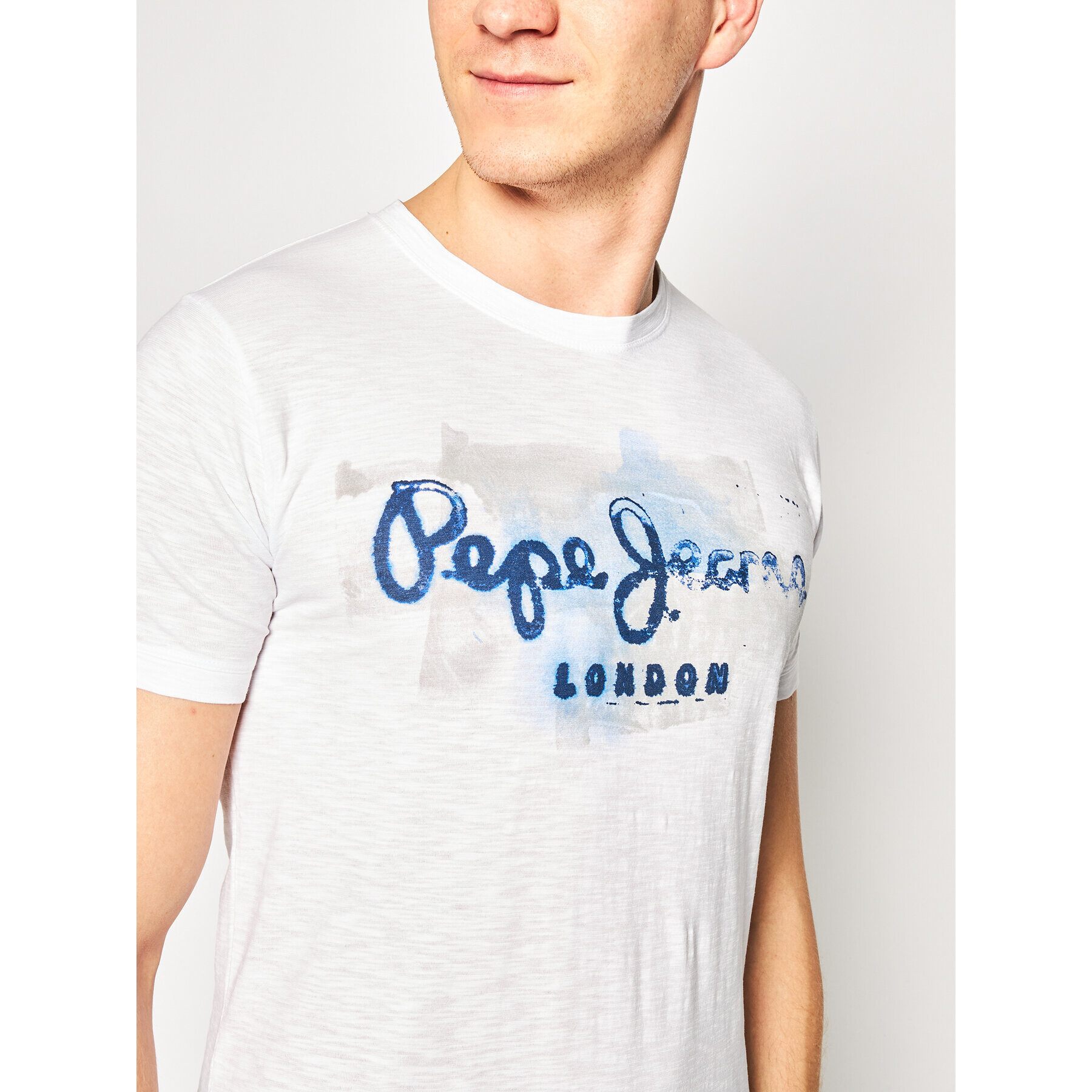 Pepe Jeans Тишърт Golders PM503213 Бял Slim Fit - Pepit.bg