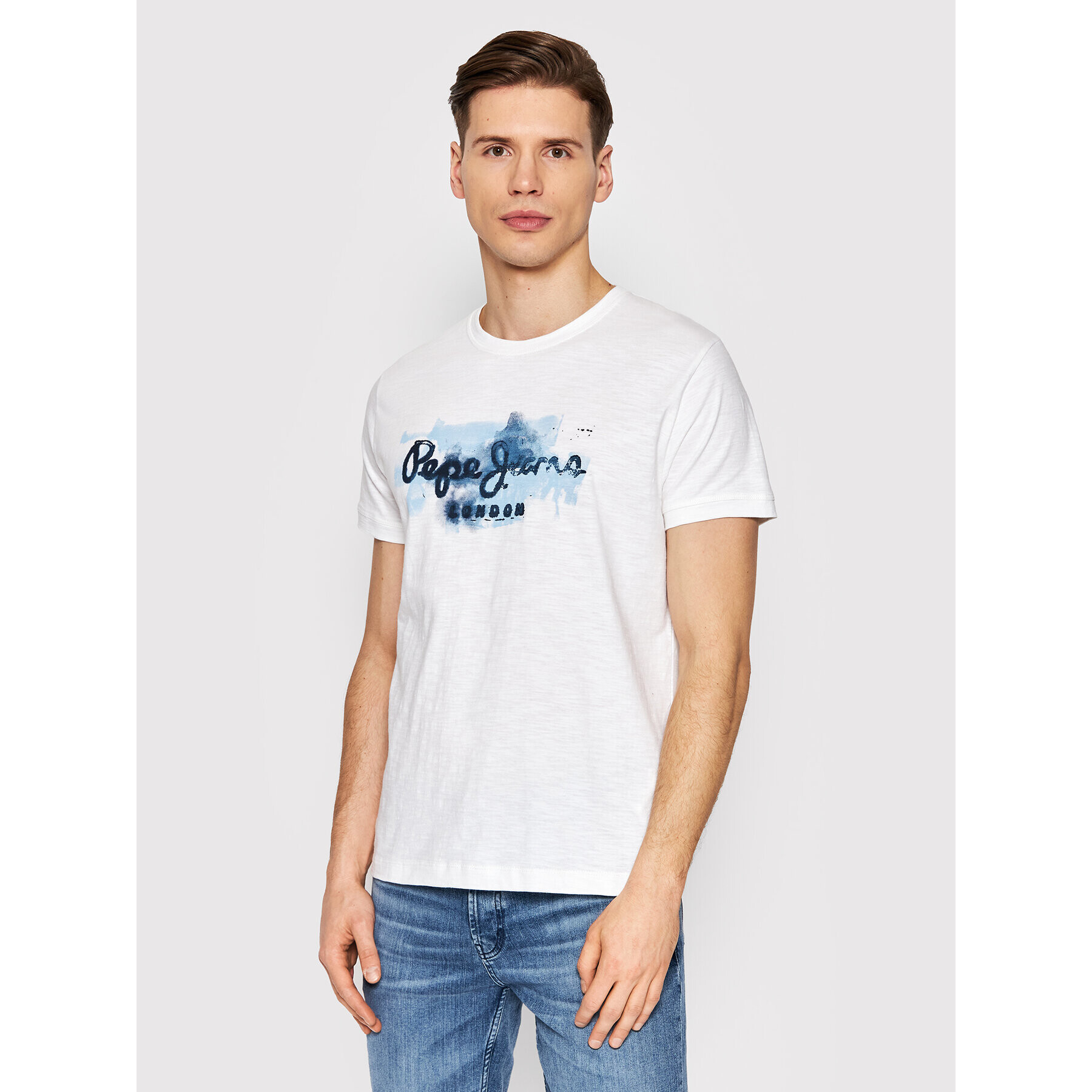 Pepe Jeans Тишърт Golders PM508105 Бял Slim Fit - Pepit.bg