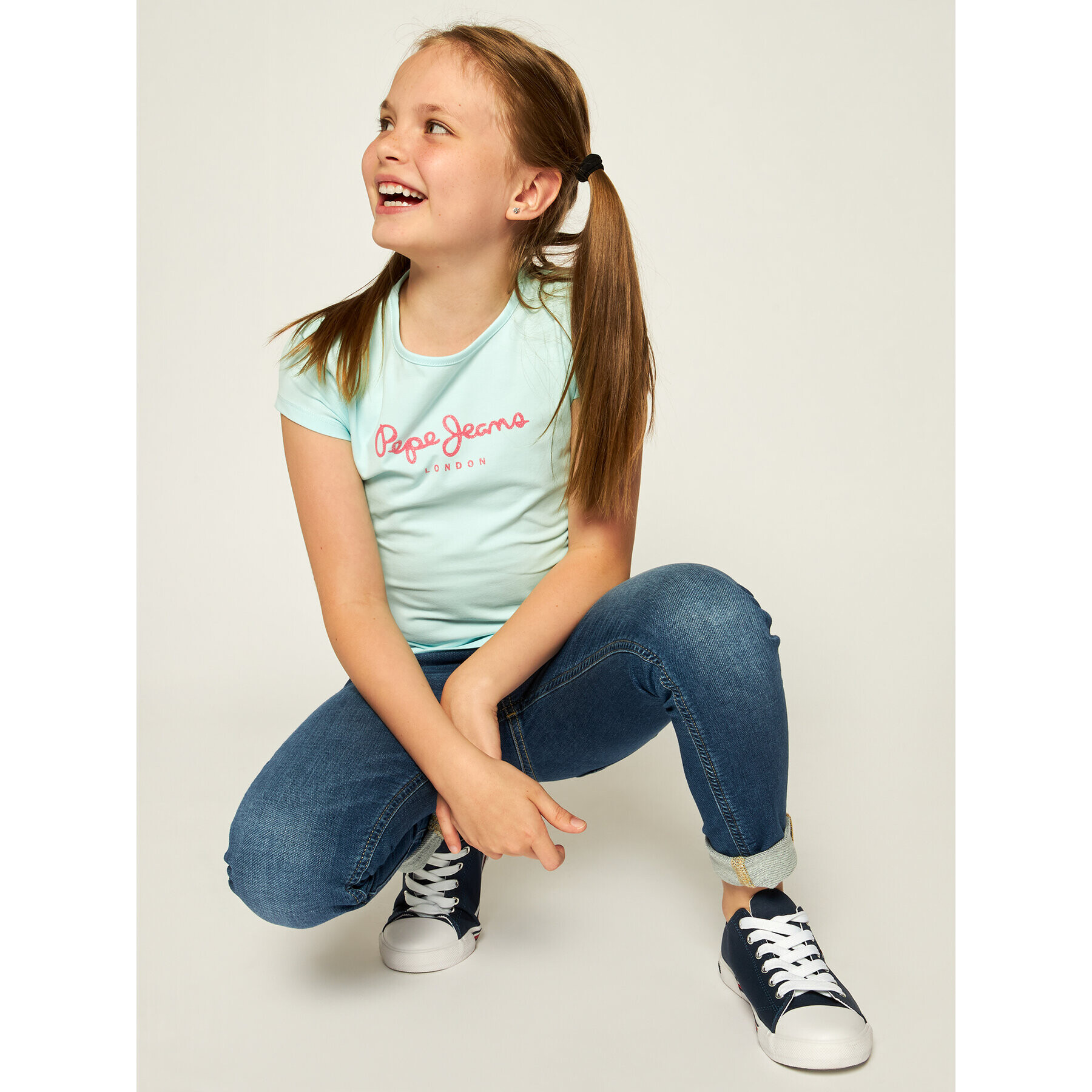 Pepe Jeans Тишърт Hana Glitter PG502442 Зелен Regular Fit - Pepit.bg