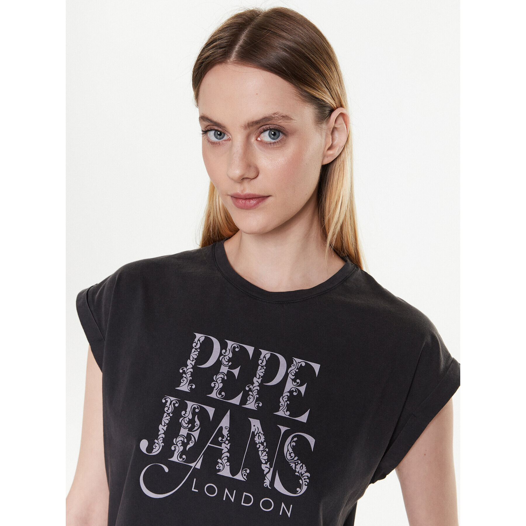 Pepe Jeans Тишърт Linda PL505385 Сив Boxy Fit - Pepit.bg