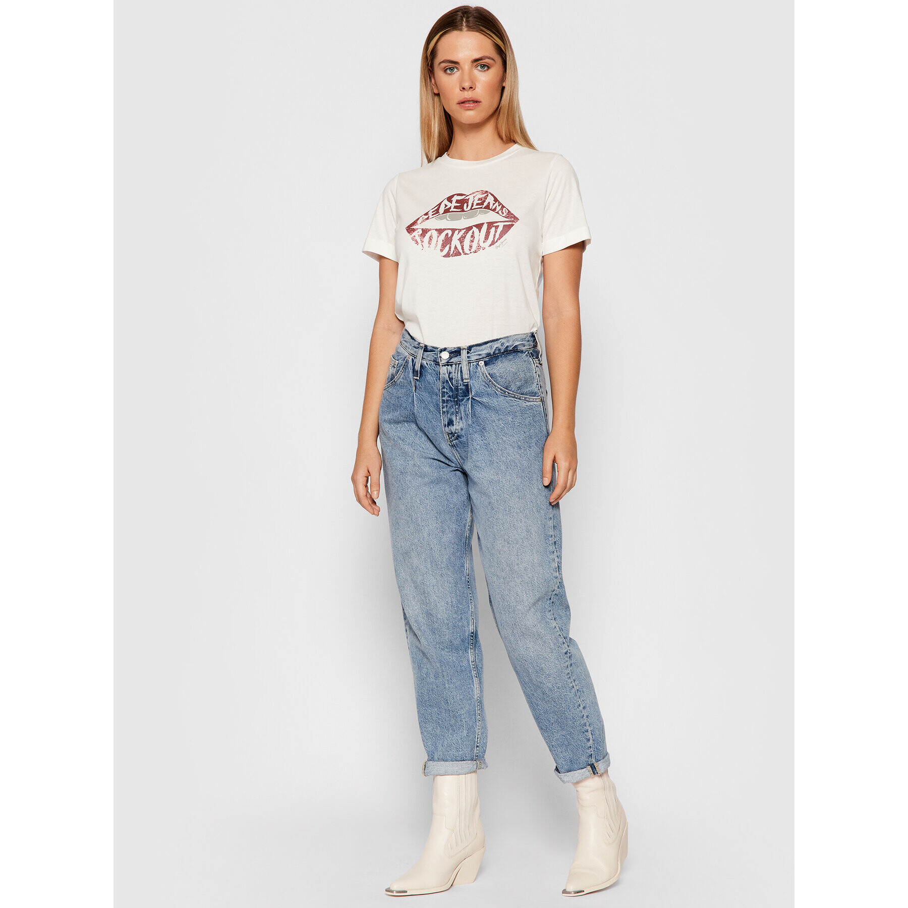 Pepe Jeans Тишърт Lips PL505005 Бял Regular Fit - Pepit.bg