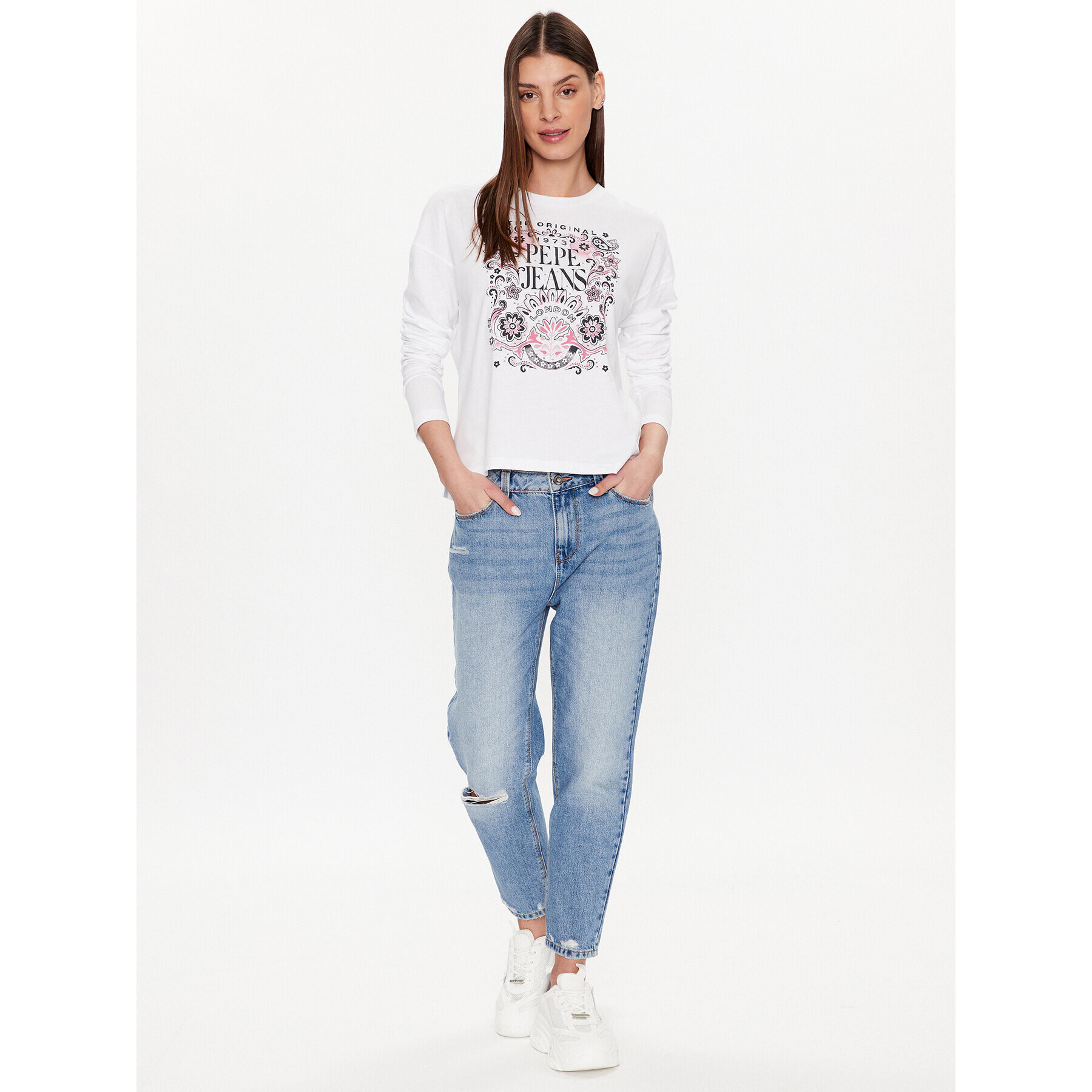 Pepe Jeans Тишърт Lulu PL505393 Бял Relaxed Fit - Pepit.bg