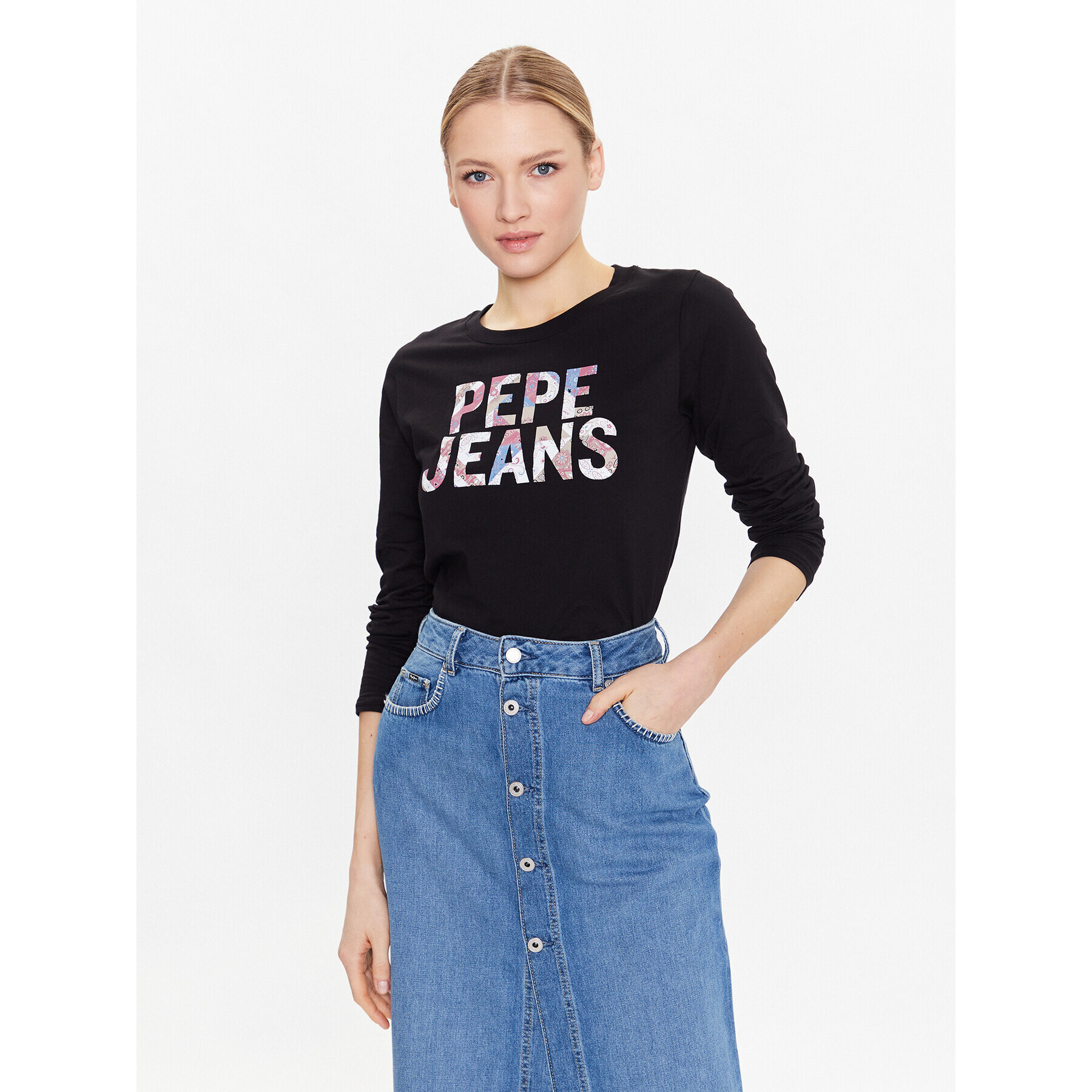 Pepe Jeans Тишърт Luna PL505394 Черен Regular Fit - Pepit.bg