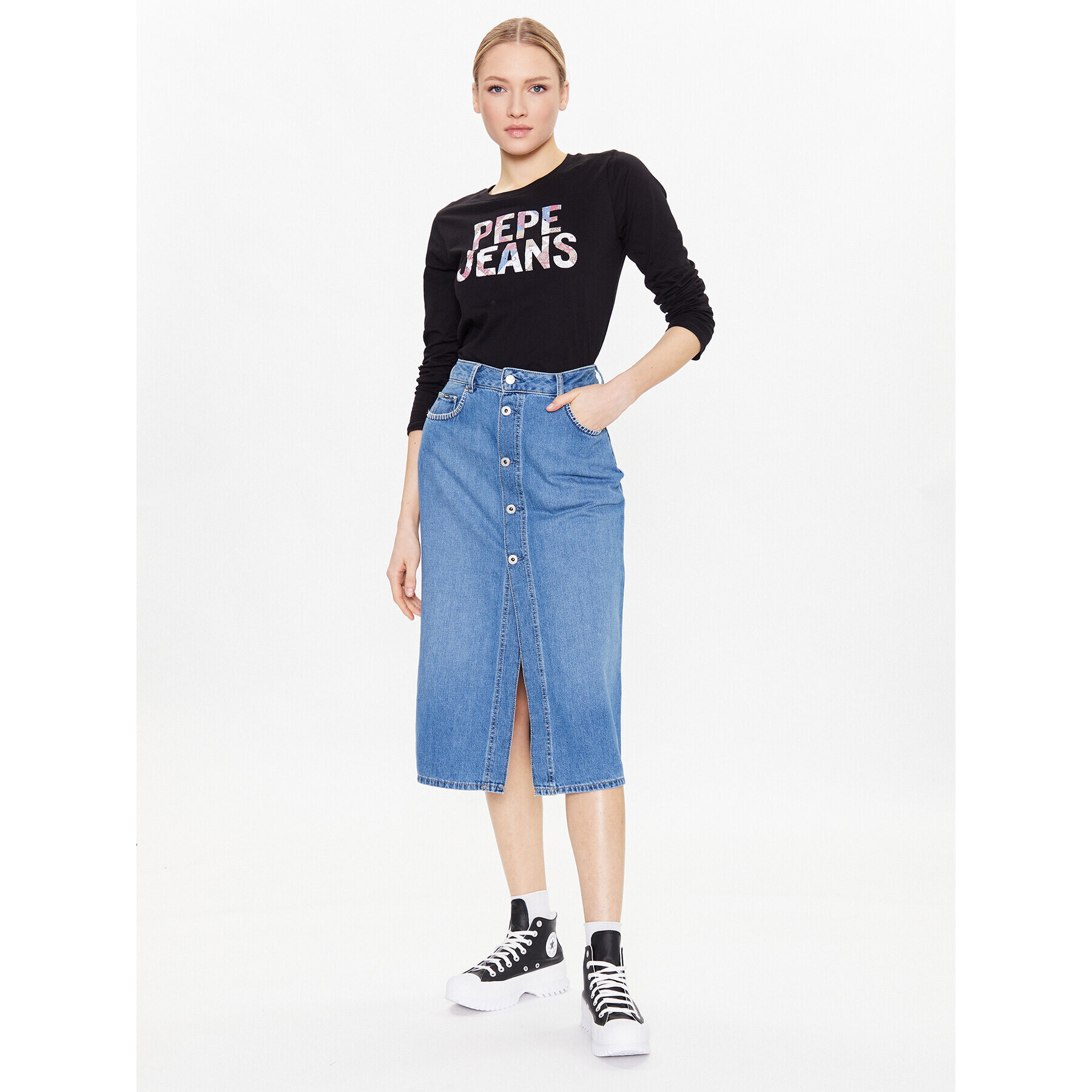 Pepe Jeans Тишърт Luna PL505394 Черен Regular Fit - Pepit.bg