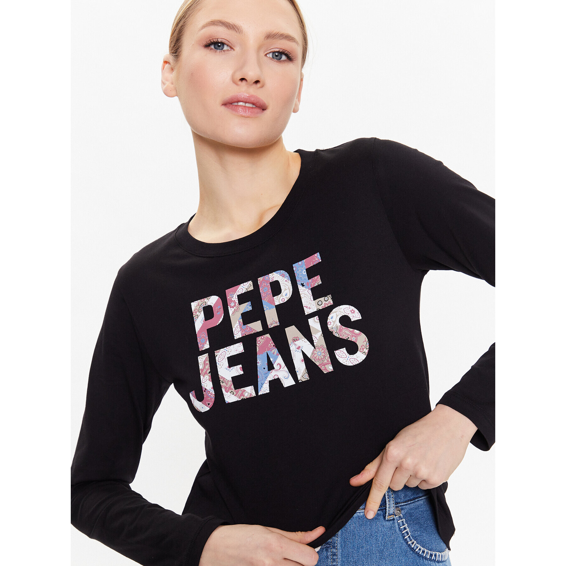 Pepe Jeans Тишърт Luna PL505394 Черен Regular Fit - Pepit.bg