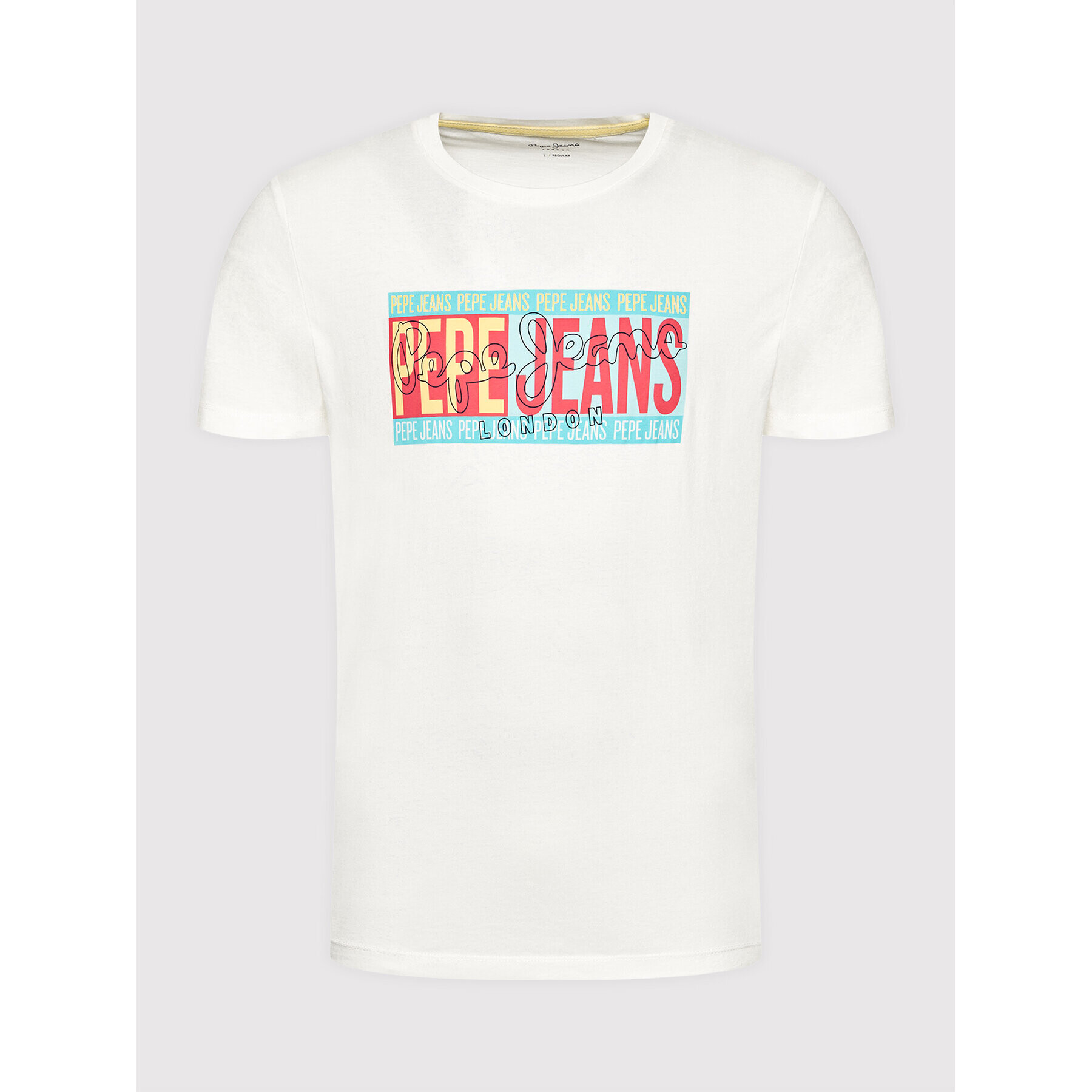 Pepe Jeans Тишърт Mark PM507768 Бял Regular Fit - Pepit.bg