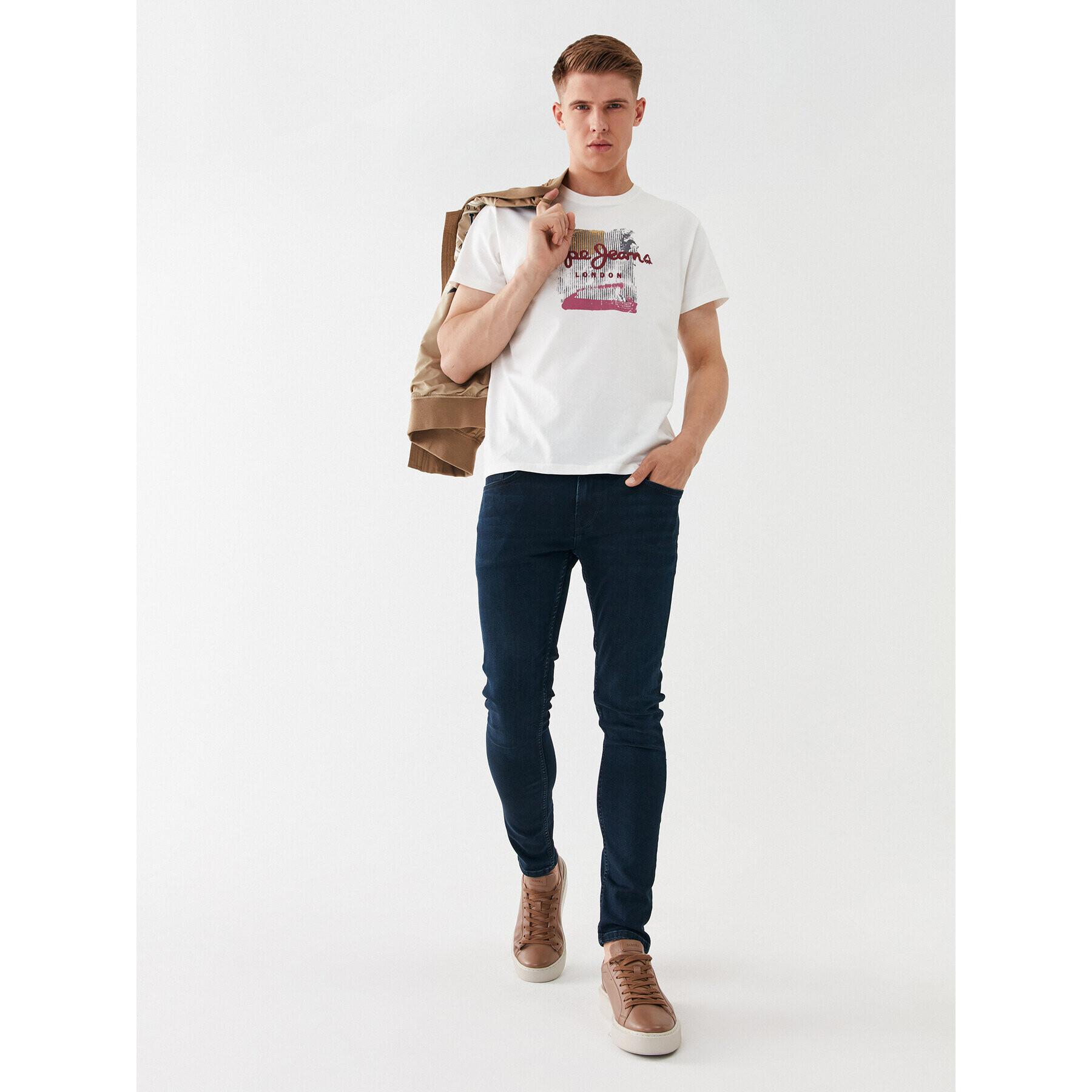 Pepe Jeans Тишърт Melbourne Tee PM508978 Бял Regular Fit - Pepit.bg