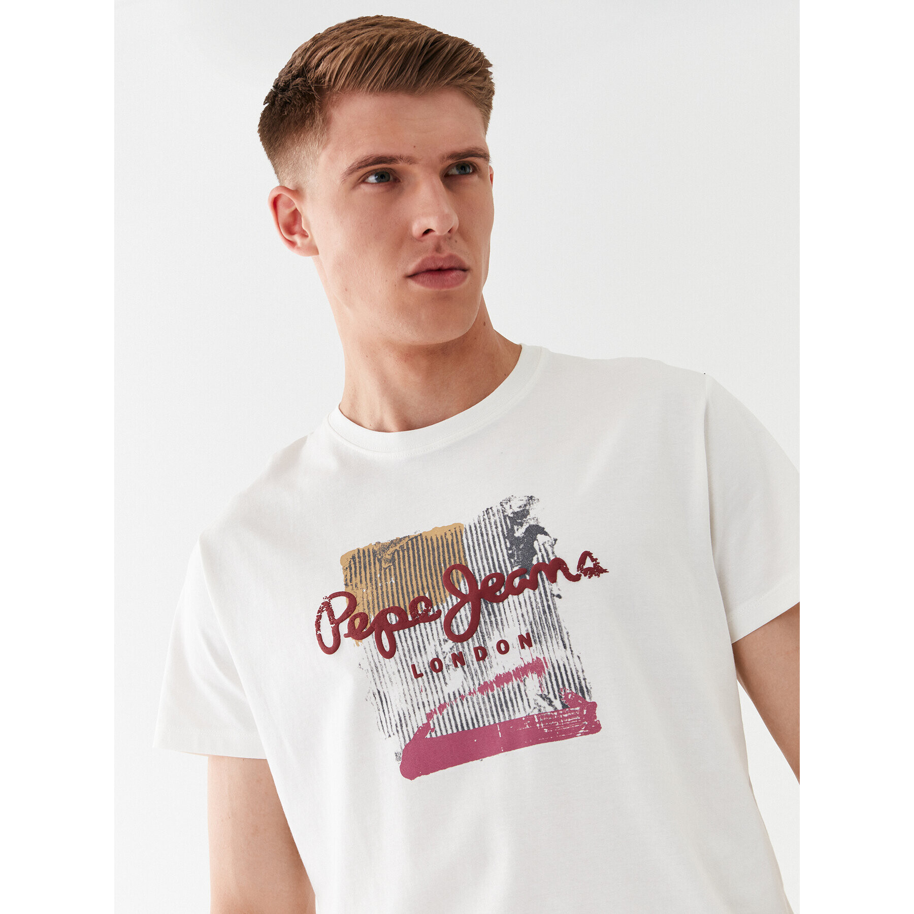 Pepe Jeans Тишърт Melbourne Tee PM508978 Бял Regular Fit - Pepit.bg