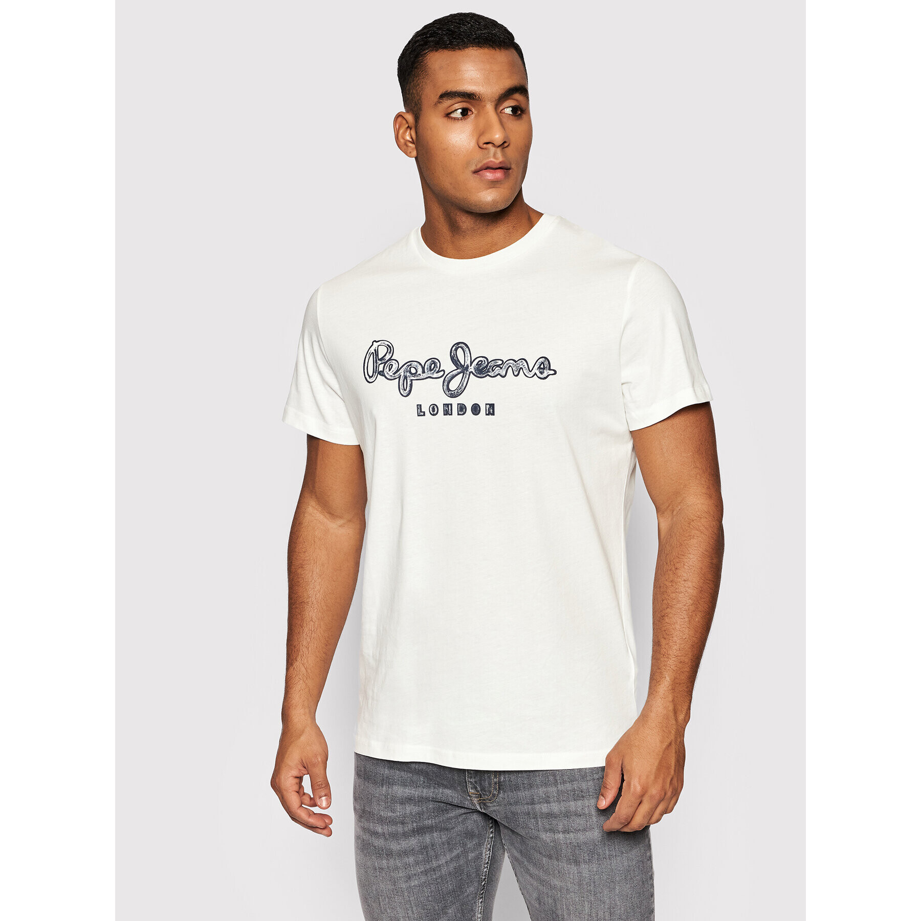 Pepe Jeans Тишърт Merton PM508043 Бял Regular Fit - Pepit.bg