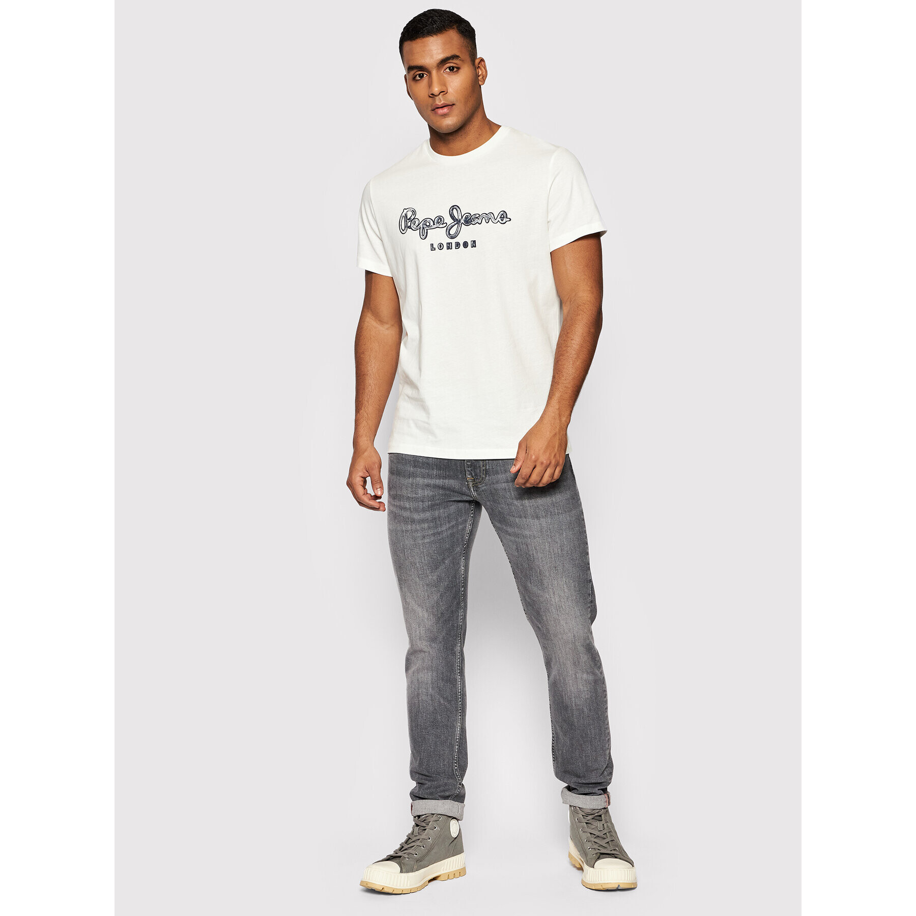 Pepe Jeans Тишърт Merton PM508043 Бял Regular Fit - Pepit.bg