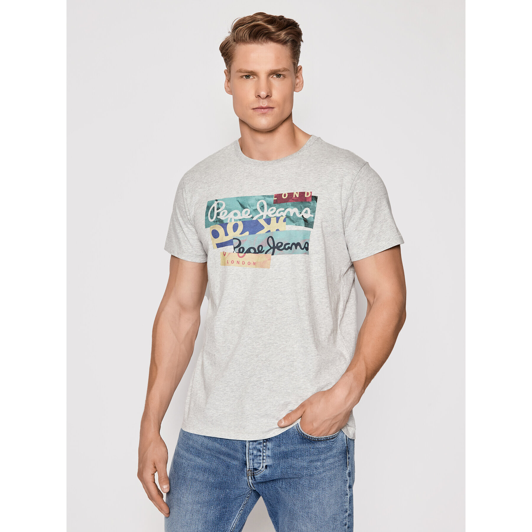 Pepe Jeans Тишърт Mig PM507774 Сив Regular Fit - Pepit.bg