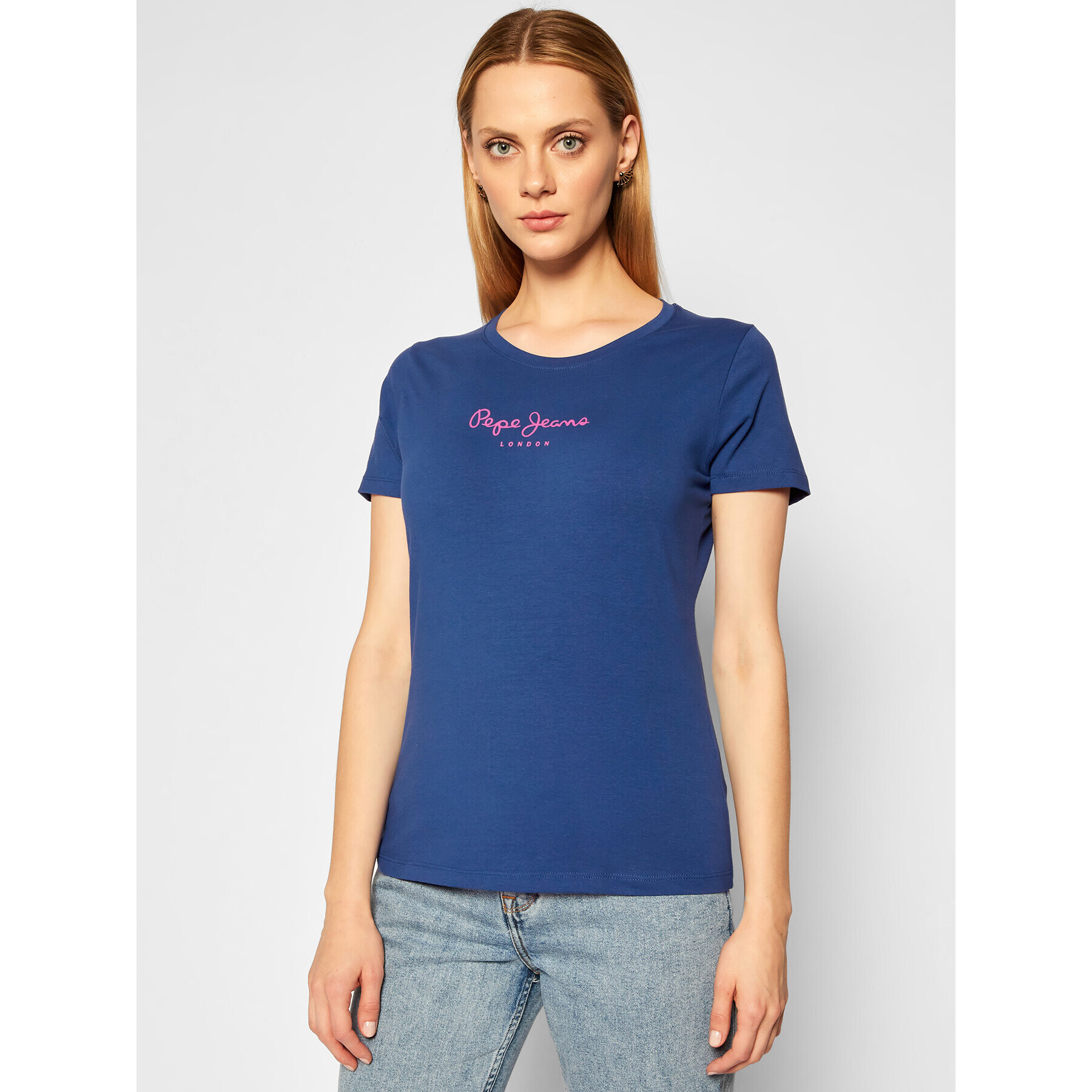 Pepe Jeans Тишърт New Virginia PL502711 Син Slim Fit - Pepit.bg