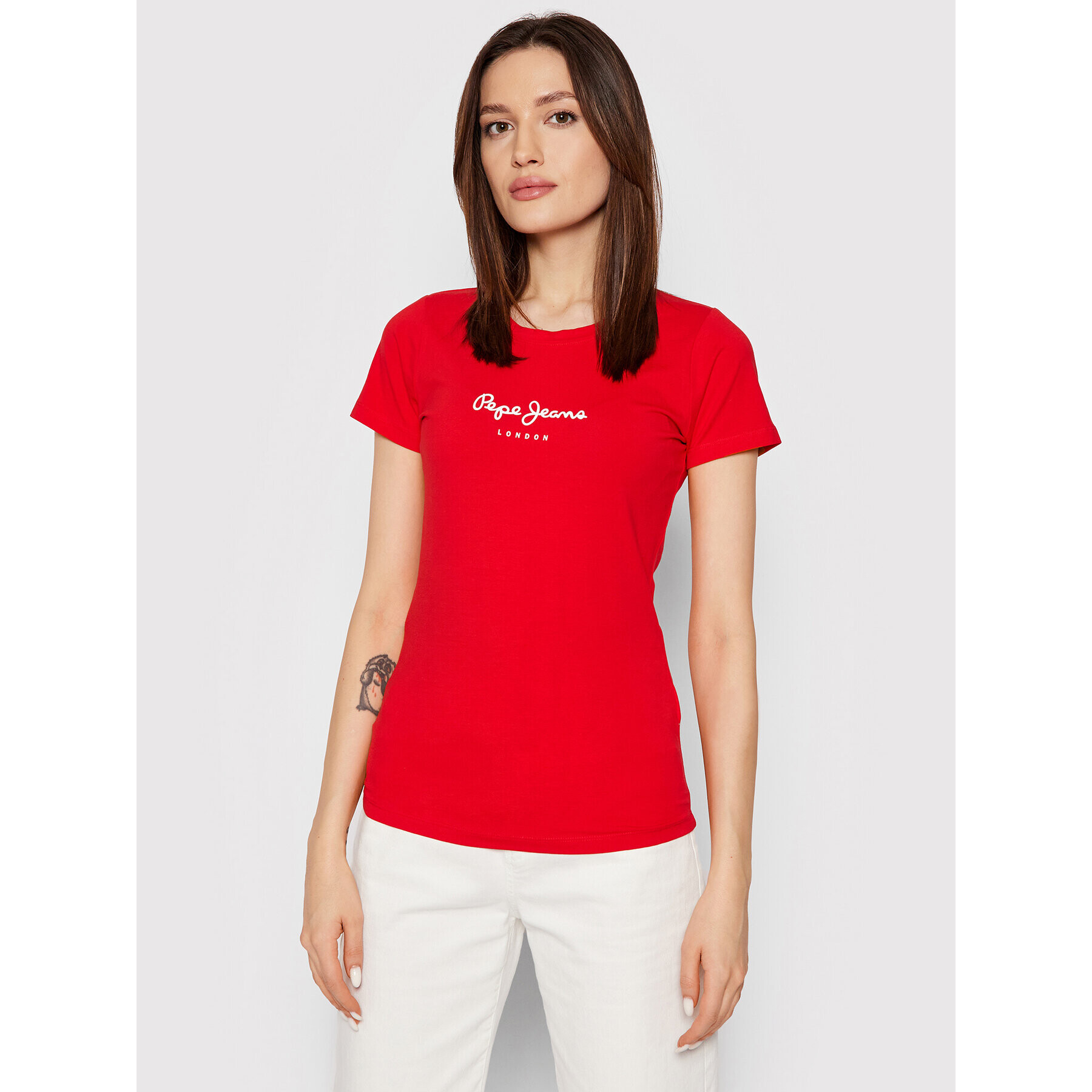 Pepe Jeans Тишърт New Virginia PL505202 Червен Slim Fit - Pepit.bg
