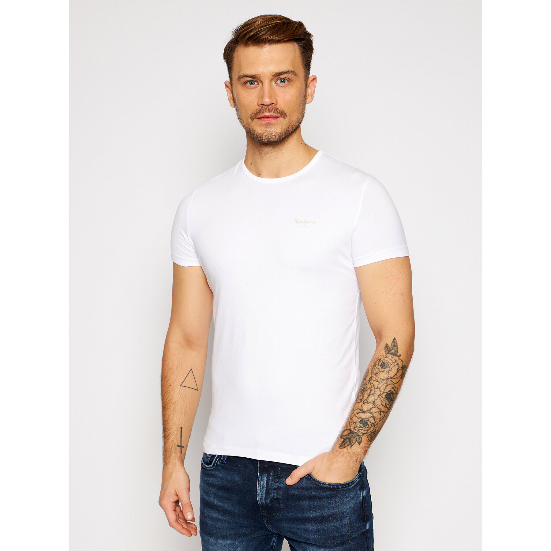 Pepe Jeans Тишърт Orginal Basic PM503835 Бял Slim Fit - Pepit.bg