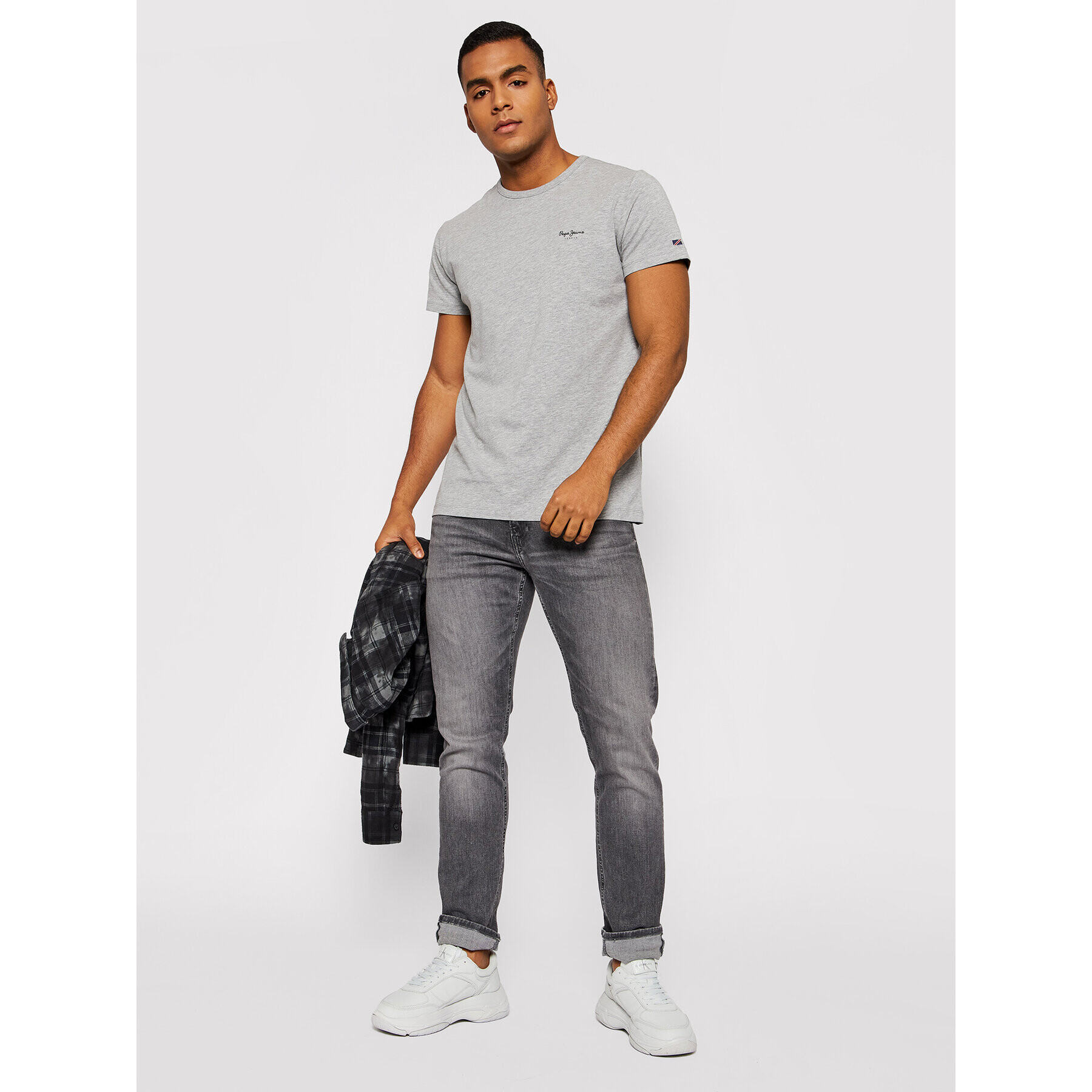 Pepe Jeans Тишърт Original Basic 3 N PM508212 Сив Slim Fit - Pepit.bg