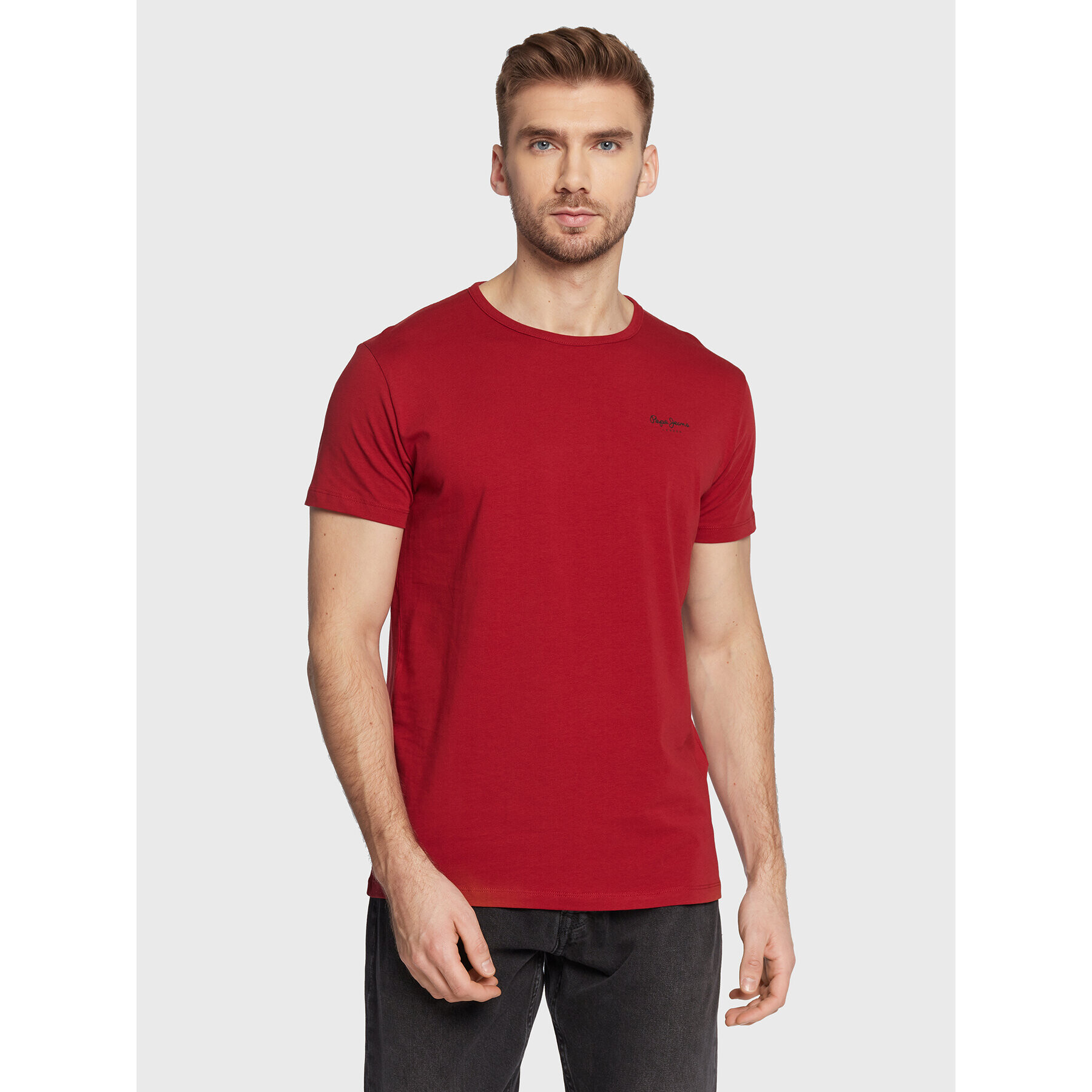 Pepe Jeans Тишърт Original Basic PM508212 Бордо Slim Fit - Pepit.bg