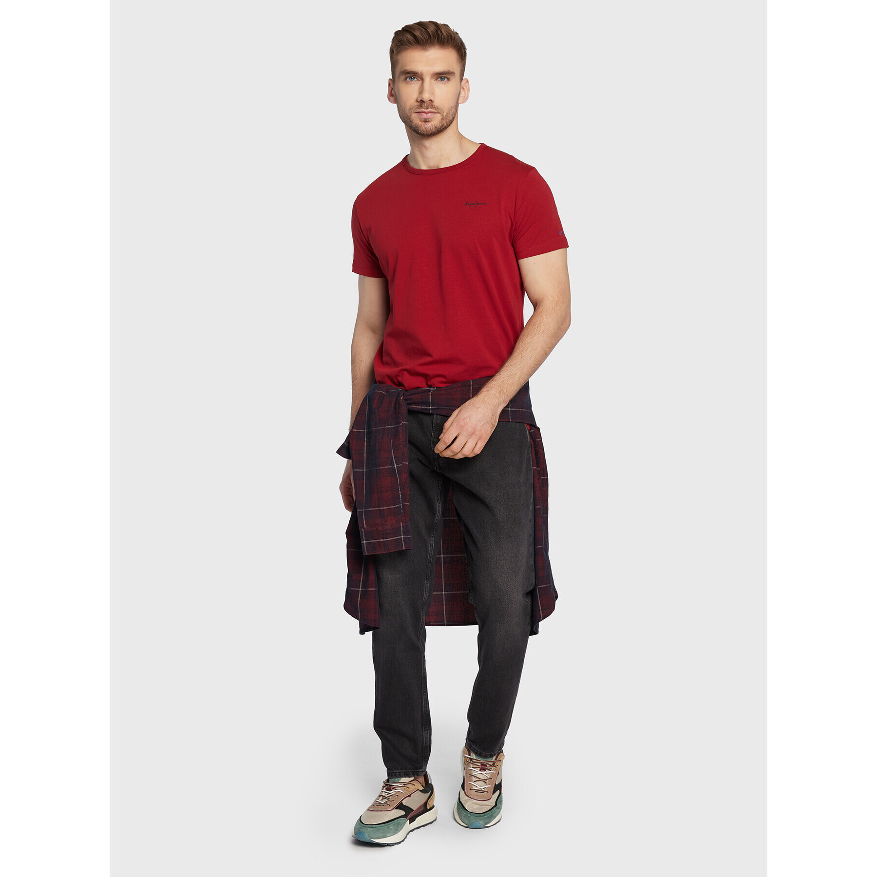 Pepe Jeans Тишърт Original Basic PM508212 Бордо Slim Fit - Pepit.bg