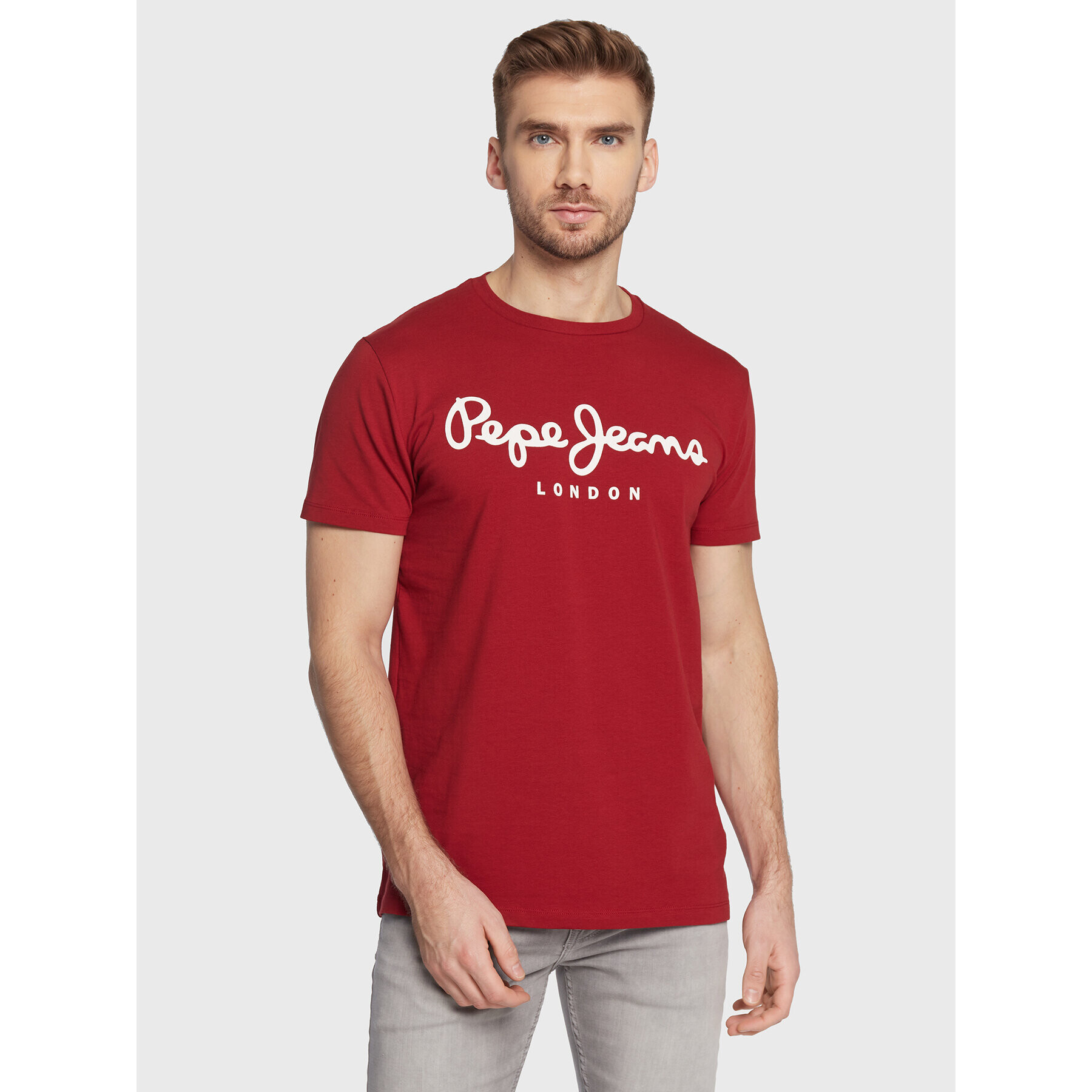 Pepe Jeans Тишърт Original PM508210 Червен Slim Fit - Pepit.bg