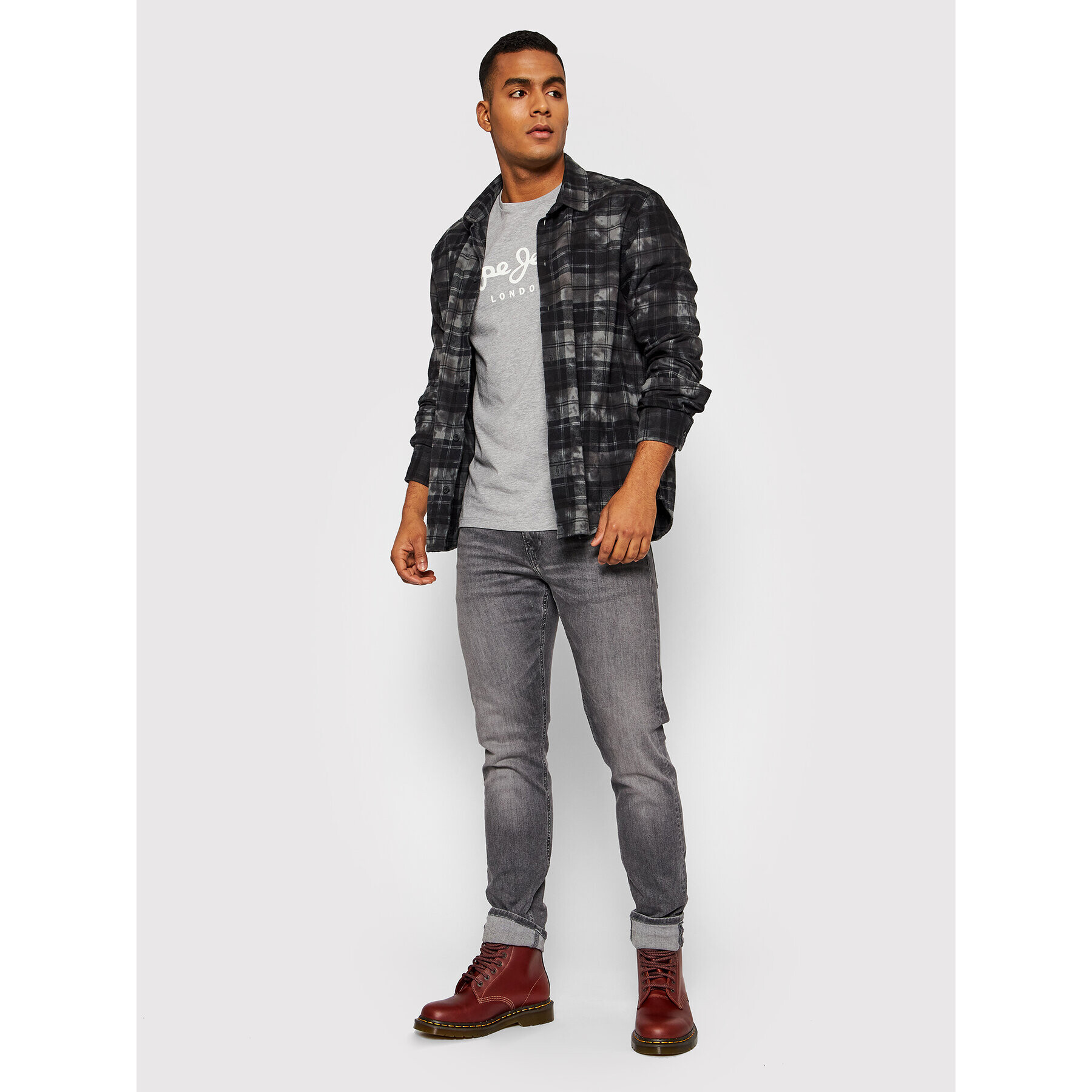 Pepe Jeans Тишърт Original PM508210 Сив Slim Fit - Pepit.bg