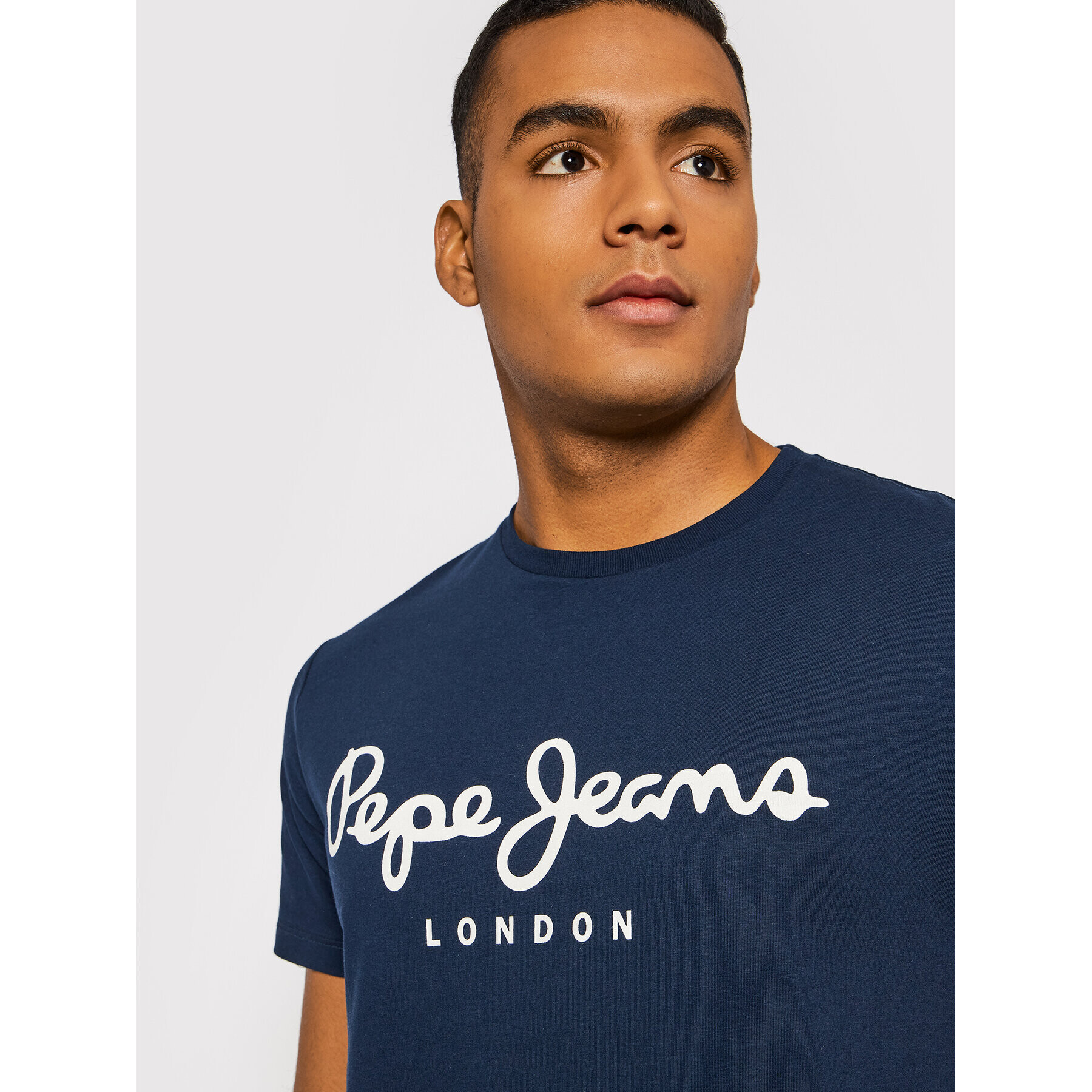 Pepe Jeans Тишърт Original PM508210 Тъмносин Slim Fit - Pepit.bg
