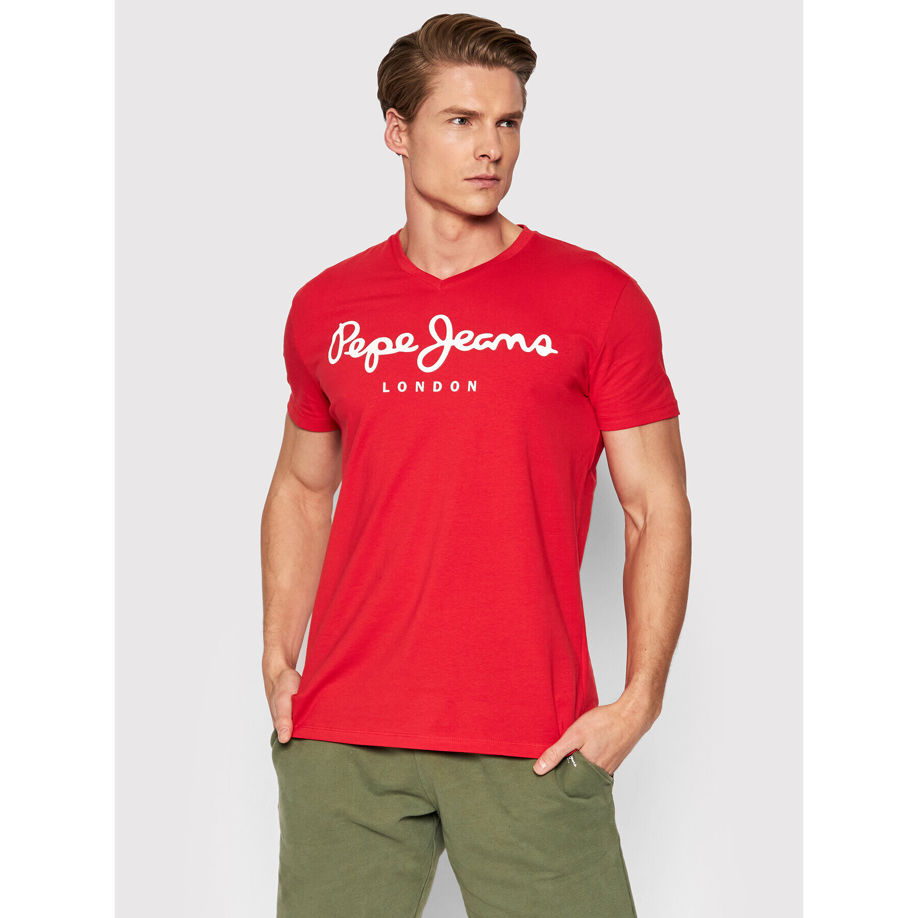 Pepe Jeans Тишърт Original PM508274 Червен Slim Fit - Pepit.bg