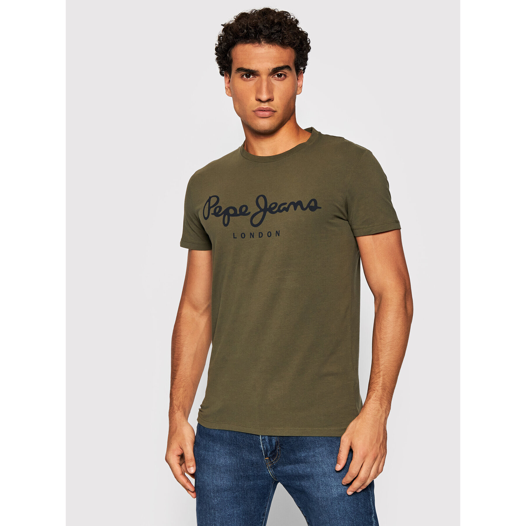 Pepe Jeans Тишърт Original Stretch PM501594 Зелен Slim Fit - Pepit.bg