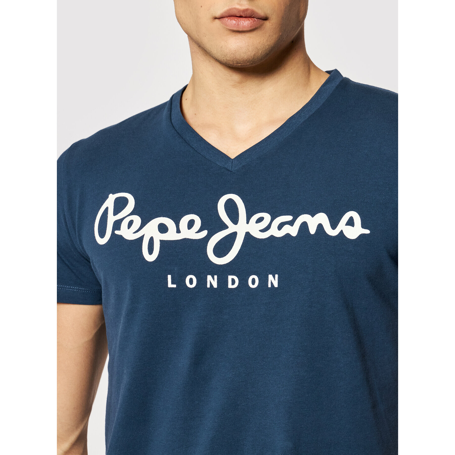 Pepe Jeans Тишърт Original Stretch V PM500373 Тъмносин Slim Fit - Pepit.bg