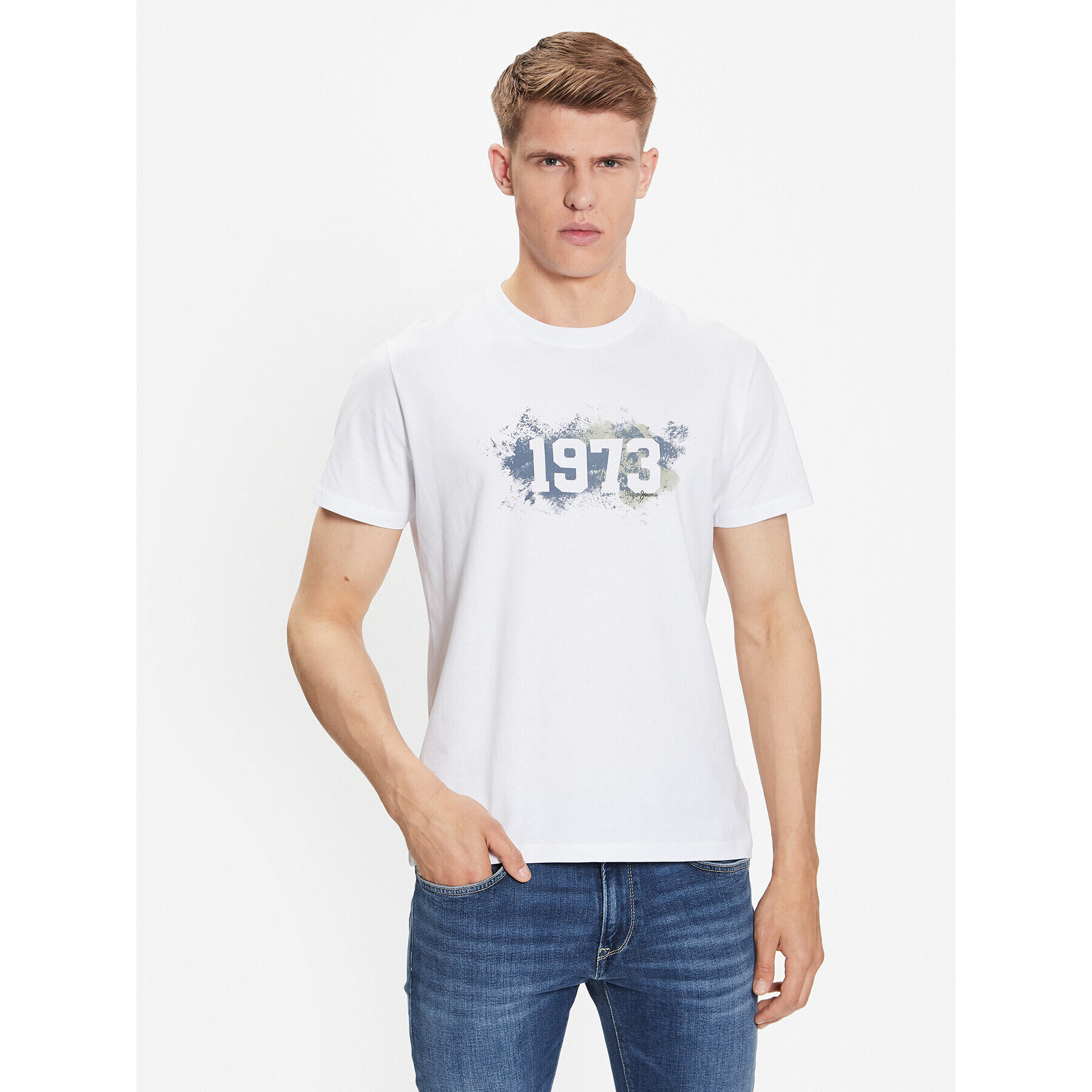 Pepe Jeans Тишърт Ovingdean PM508946 Бял Regular Fit - Pepit.bg