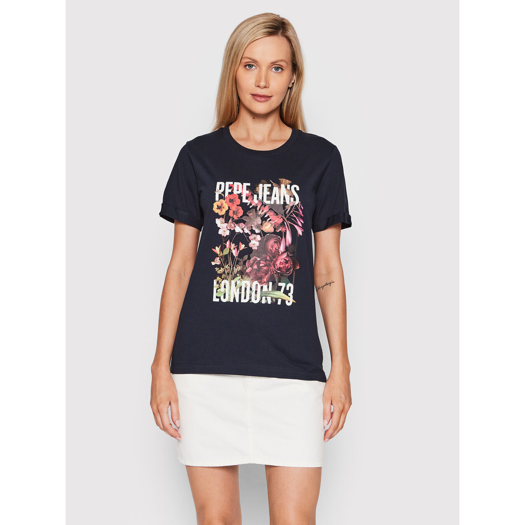 Pepe Jeans Тишърт Pauline PL505220 Тъмносин Regular Fit - Pepit.bg