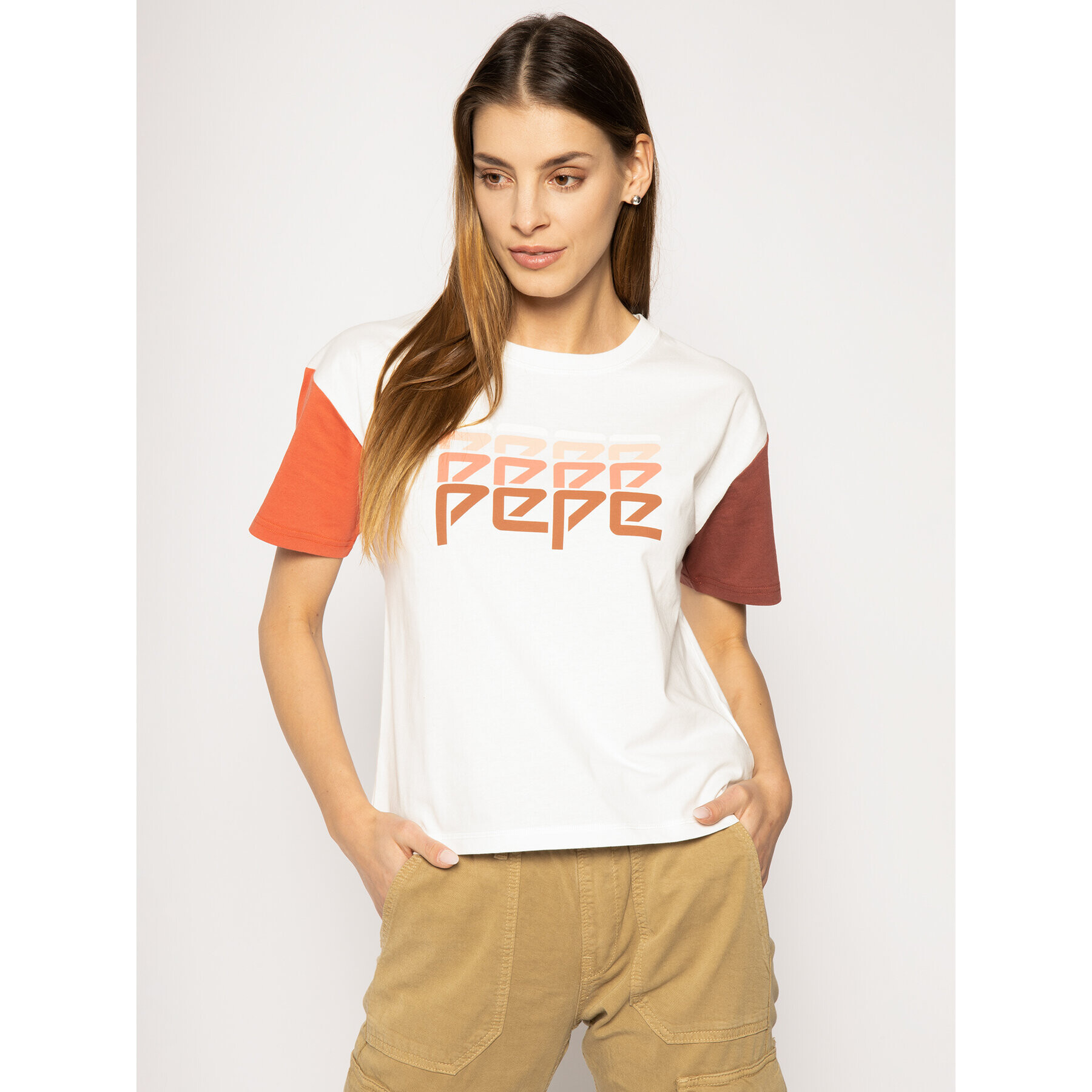 Pepe Jeans Тишърт Penelope PL504480 Бял Regular Fit - Pepit.bg