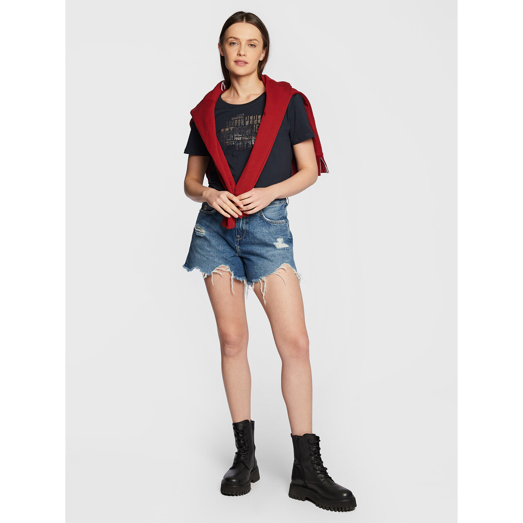 Pepe Jeans Тишърт Piper PL505228 Тъмносин Regular Fit - Pepit.bg