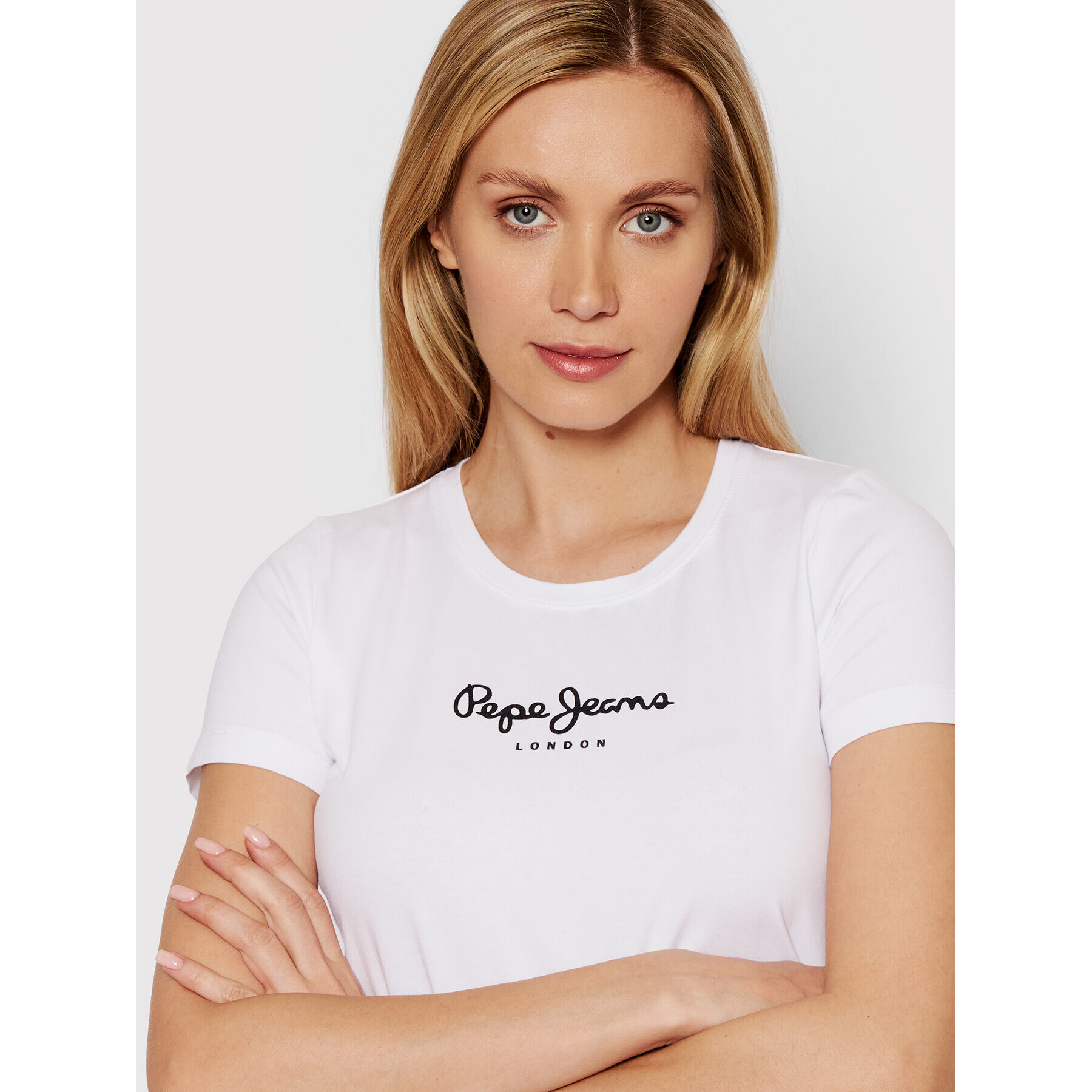 Pepe Jeans Тишърт PL502711 Бял Slim Fit - Pepit.bg