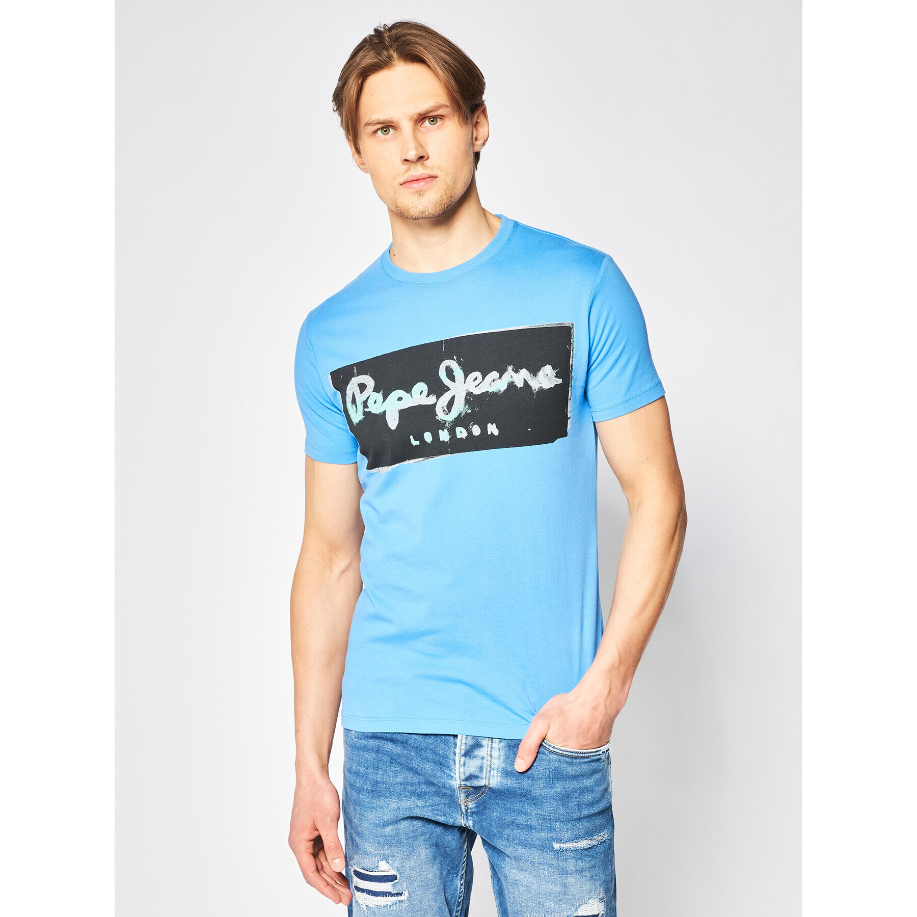 Pepe Jeans Тишърт Poplar PM507225 Син Regular Fit - Pepit.bg